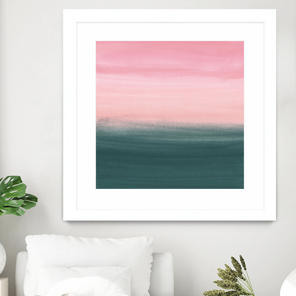 Touching Teal Pink Watercolor Abstract #1 #painting by Anita & Bella Jantz on GIANT ART - pink digital painting