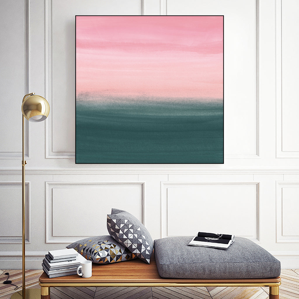 Touching Teal Pink Watercolor Abstract #1 #painting by Anita & Bella Jantz on GIANT ART - pink digital painting