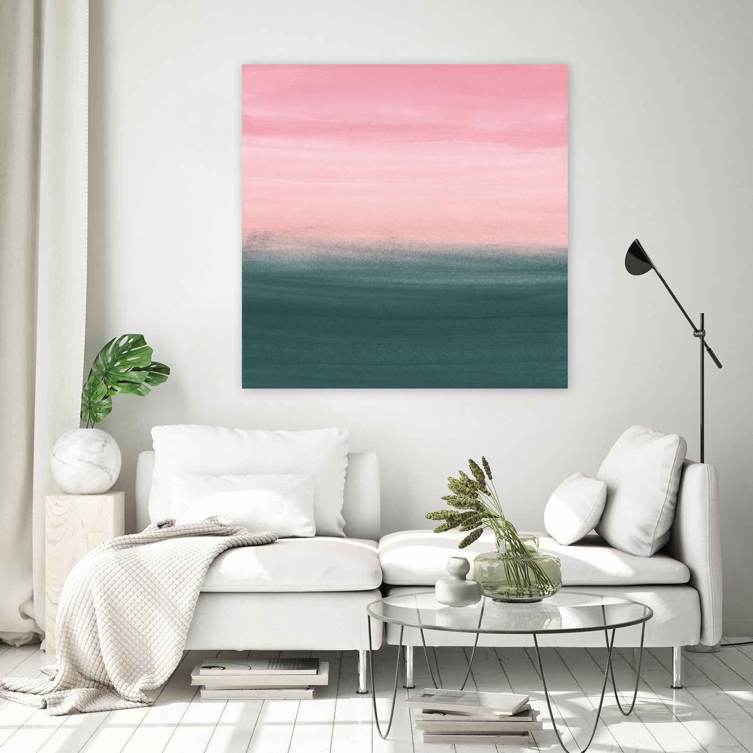 Touching Teal Pink Watercolor Abstract #1 #painting by Anita & Bella Jantz on GIANT ART - pink digital painting