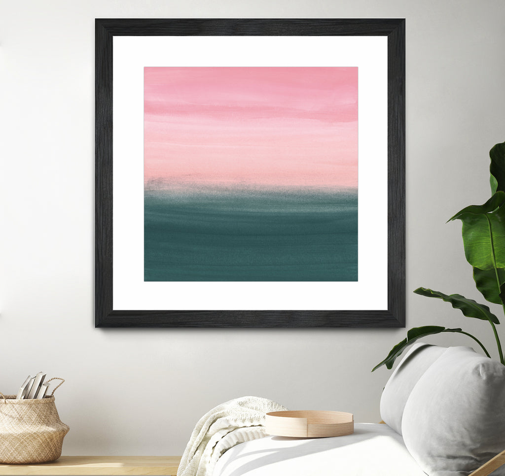 Touching Teal Pink Watercolor Abstract #1 #painting by Anita & Bella Jantz on GIANT ART - pink digital painting