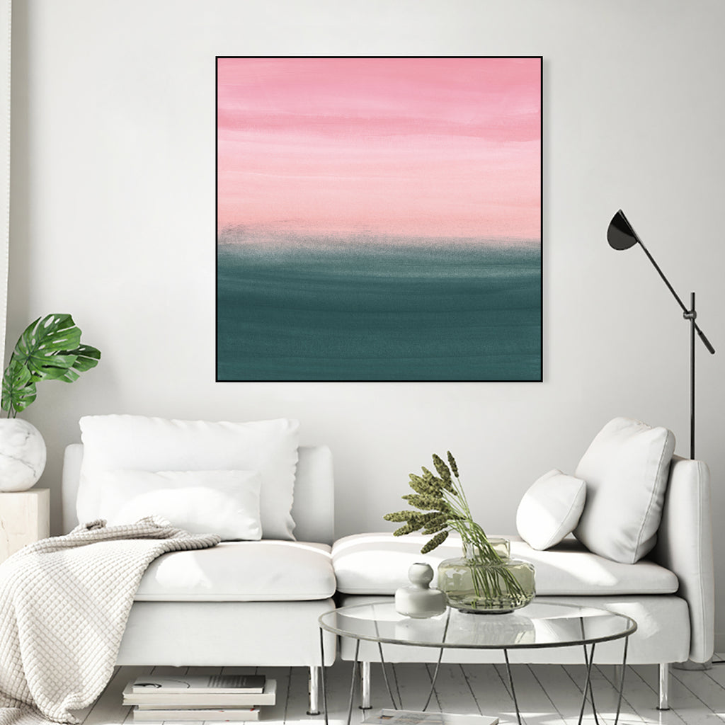 Touching Teal Pink Watercolor Abstract #1 #painting by Anita & Bella Jantz on GIANT ART - pink digital painting