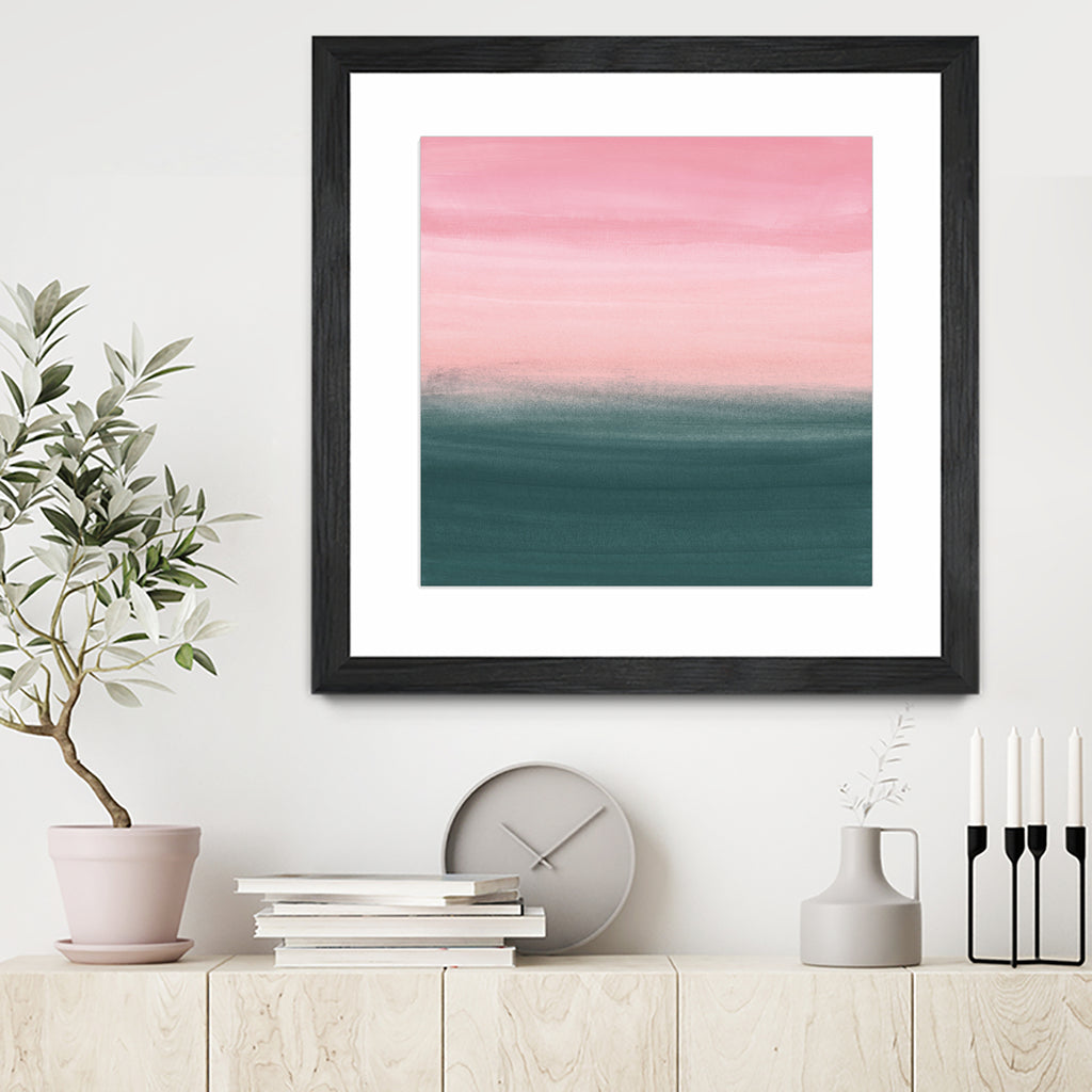 Touching Teal Pink Watercolor Abstract #1 #painting by Anita & Bella Jantz on GIANT ART - pink digital painting