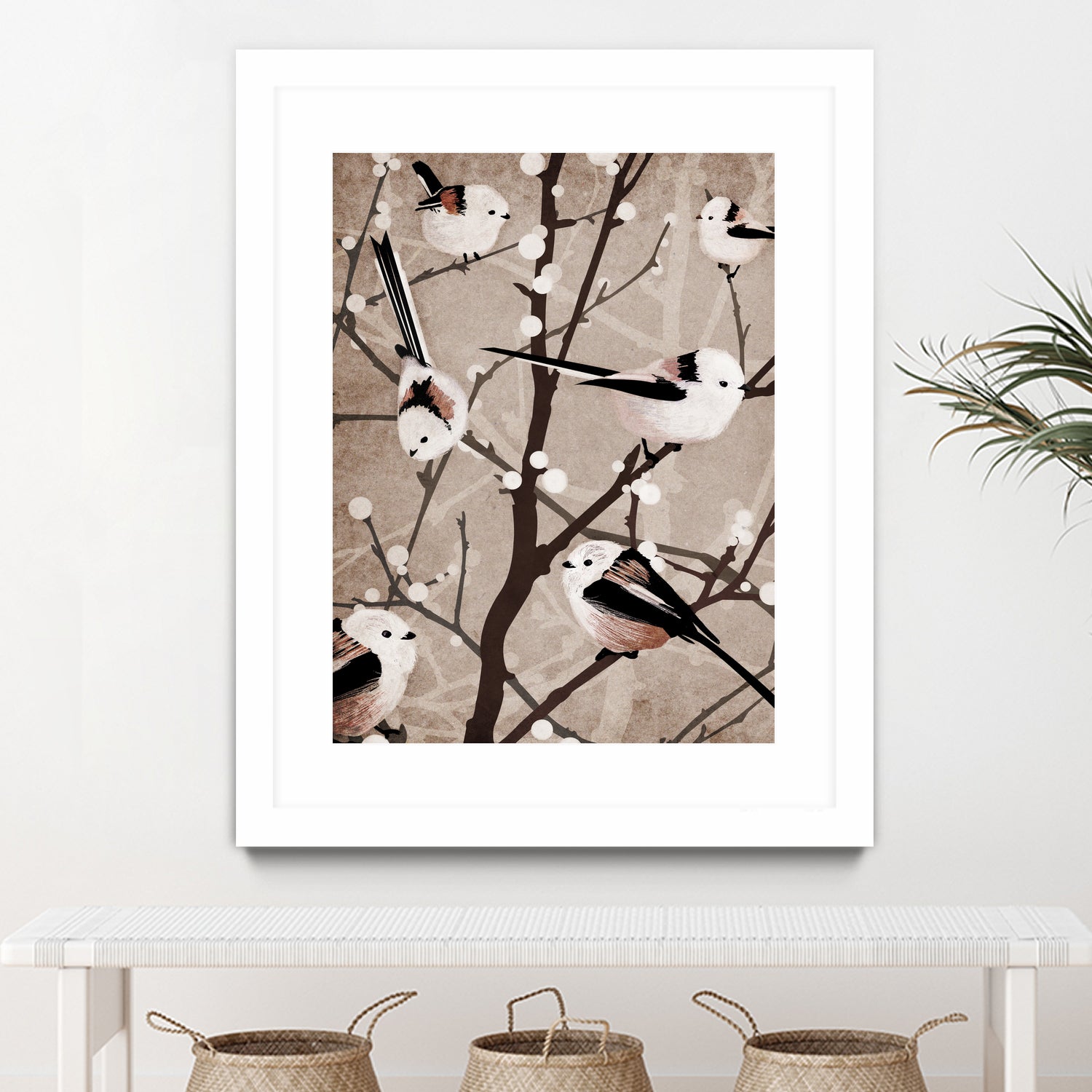 long tailed tits by Katherine Blower on GIANT ART - brown digital painting