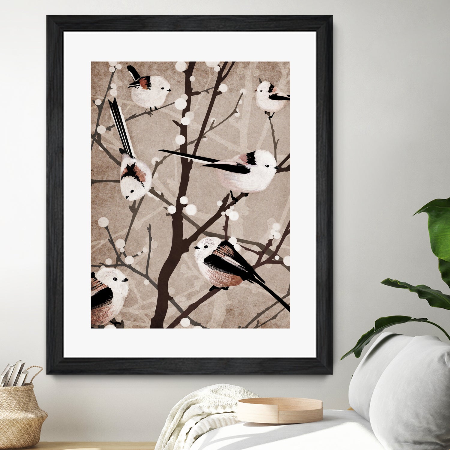 long tailed tits by Katherine Blower on GIANT ART - brown digital painting