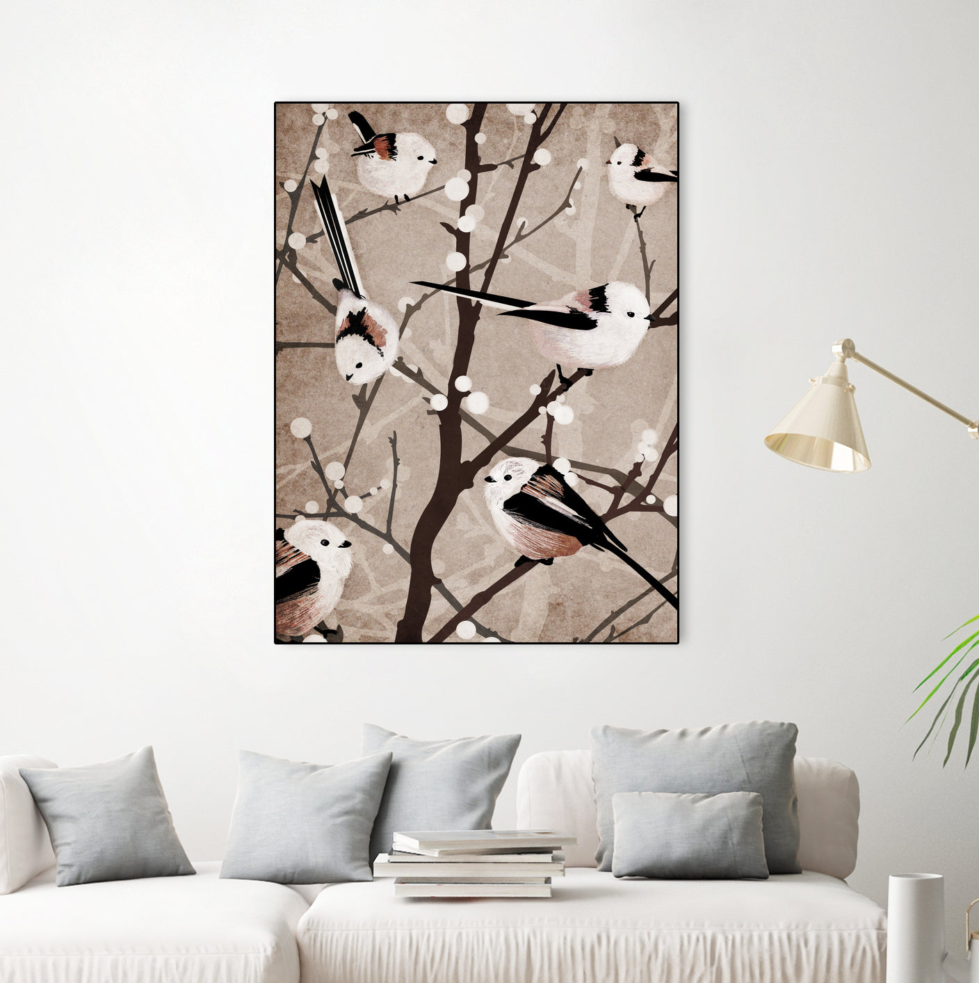 long tailed tits by Katherine Blower on GIANT ART - brown digital painting