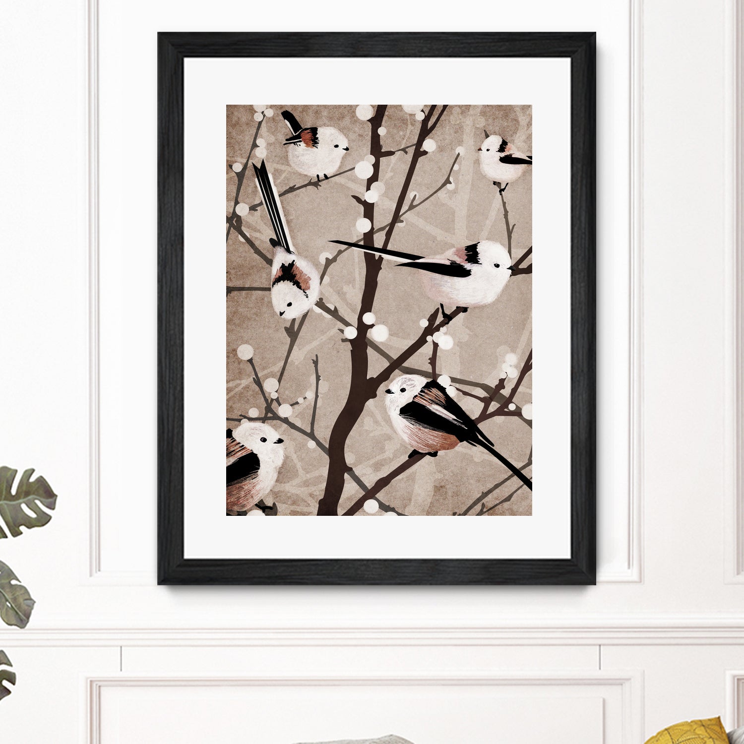 long tailed tits by Katherine Blower on GIANT ART - brown digital painting