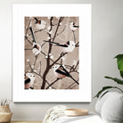 long tailed tits by Katherine Blower on GIANT ART - brown digital painting