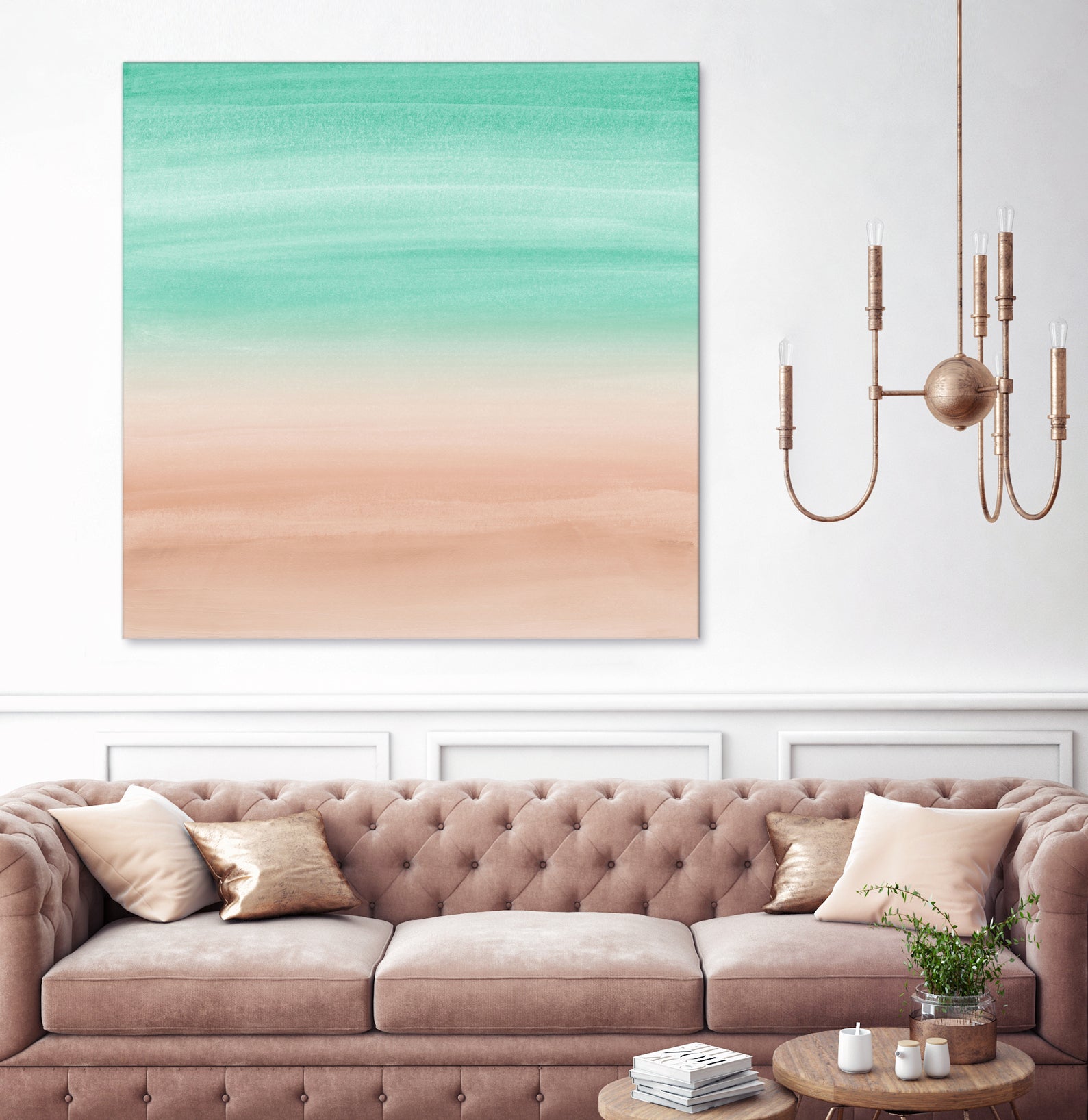 Touching Soft Emerald Beige Watercolor Abstract #1 #painting by Anita & Bella Jantz on GIANT ART - green digital painting