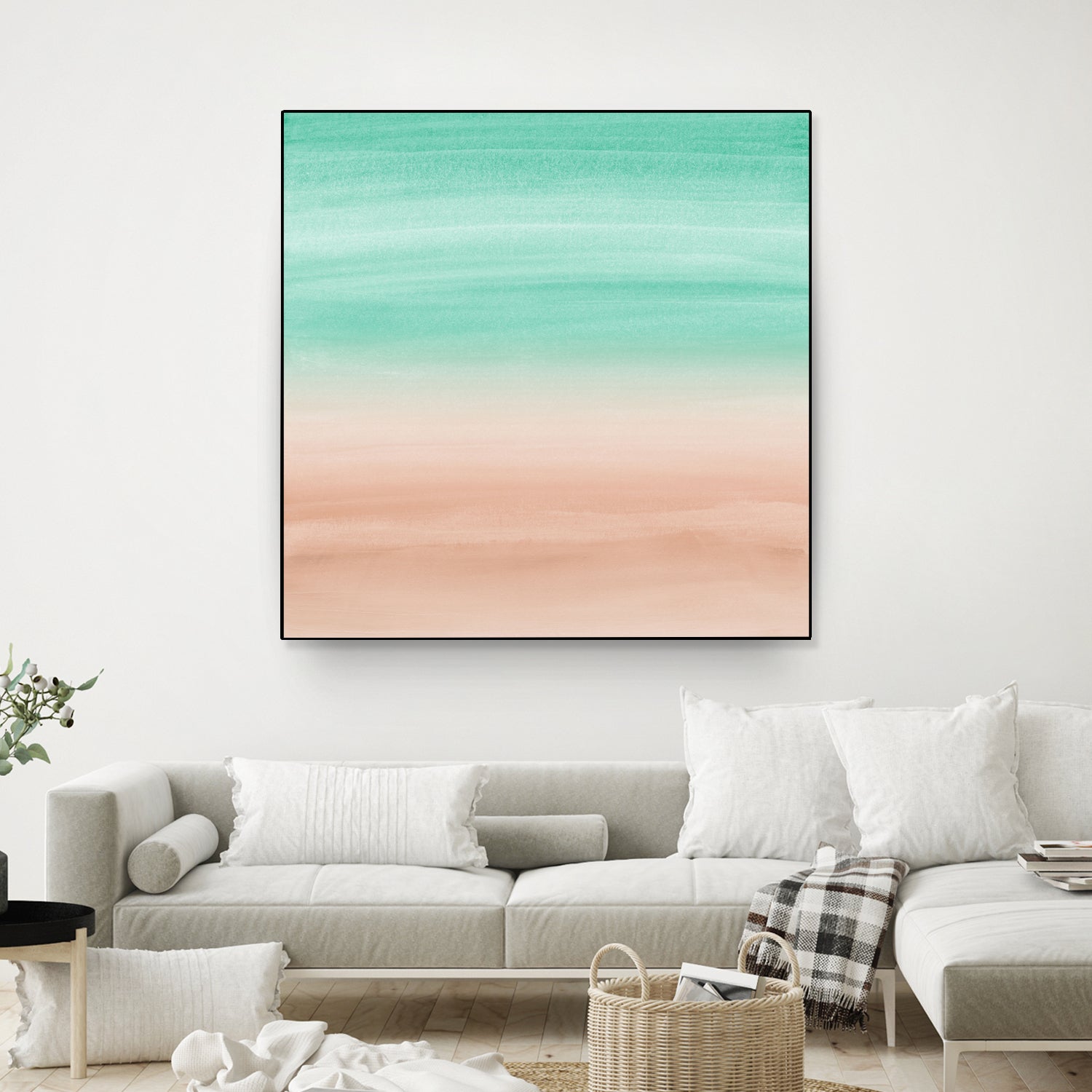 Touching Soft Emerald Beige Watercolor Abstract #1 #painting by Anita & Bella Jantz on GIANT ART - green digital painting