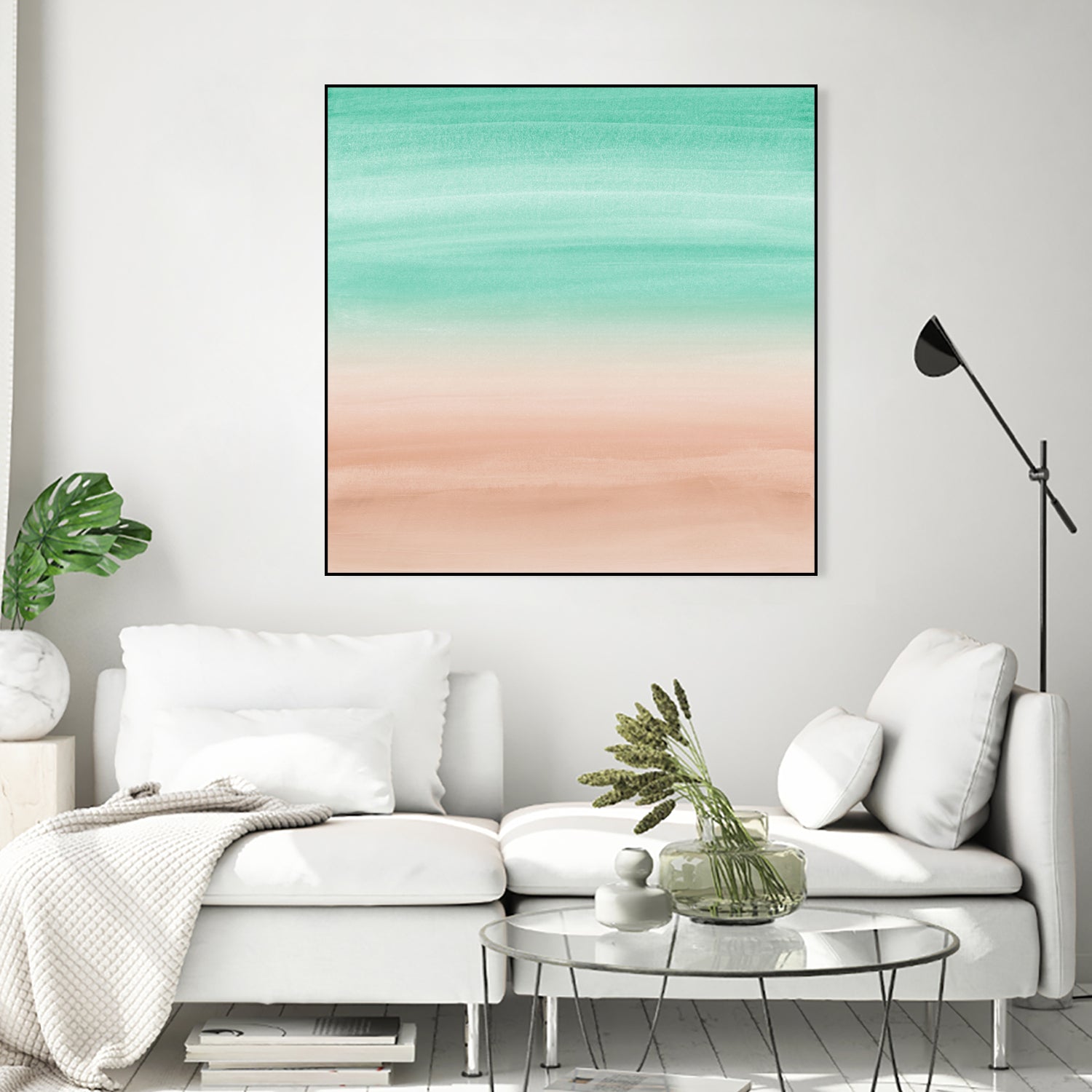 Touching Soft Emerald Beige Watercolor Abstract #1 #painting by Anita & Bella Jantz on GIANT ART - green digital painting