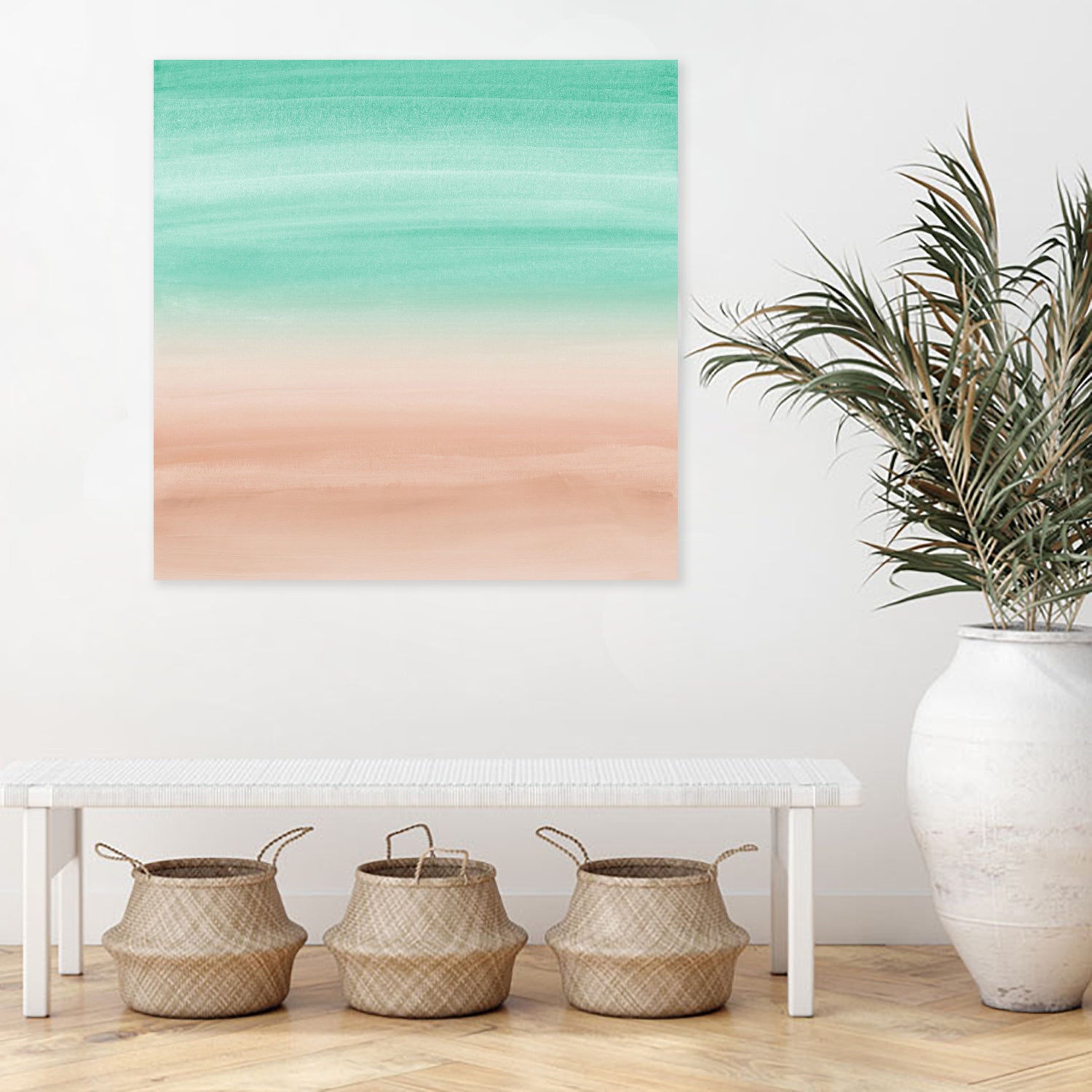 Touching Soft Emerald Beige Watercolor Abstract #1 #painting by Anita & Bella Jantz on GIANT ART - green digital painting