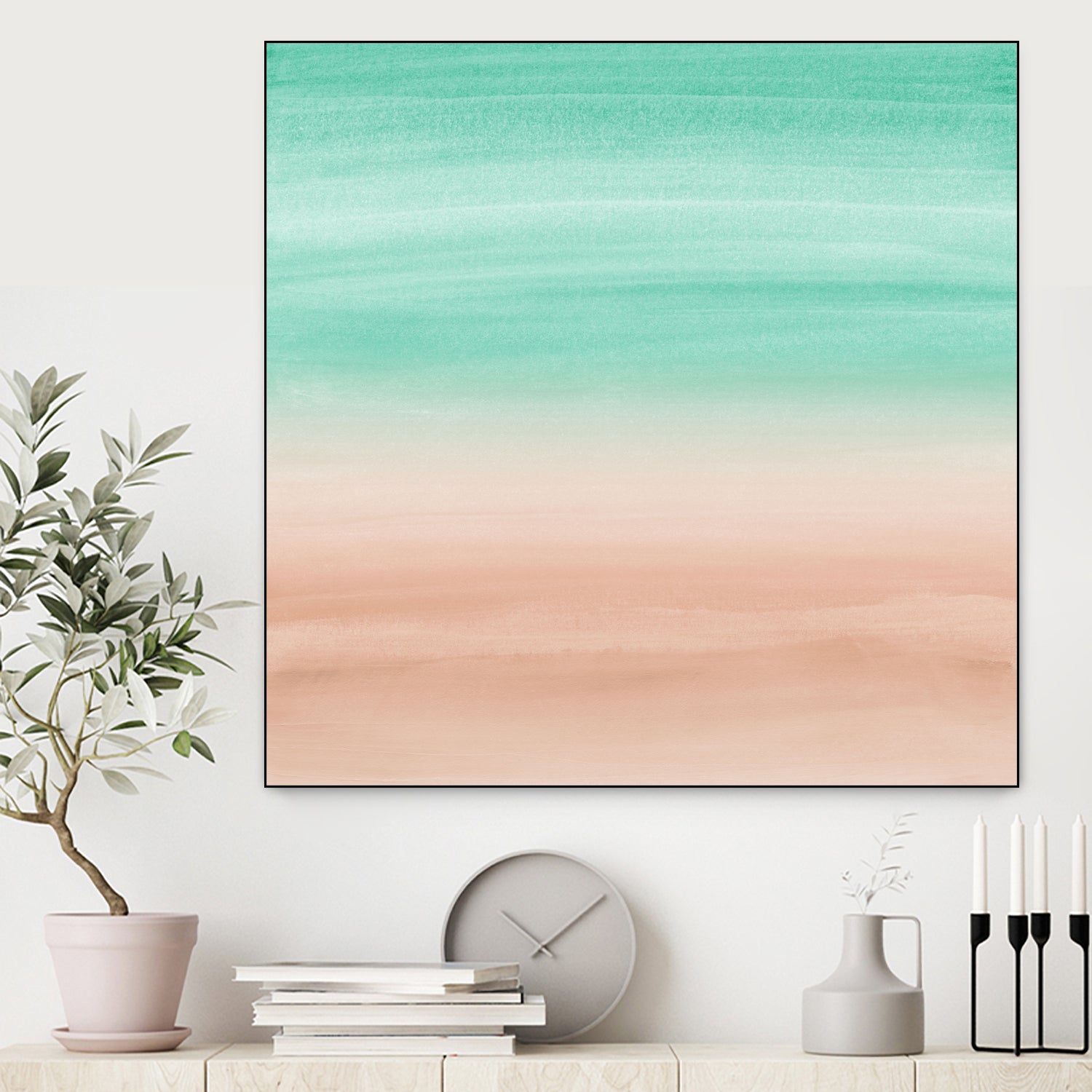 Touching Soft Emerald Beige Watercolor Abstract #1 #painting by Anita & Bella Jantz on GIANT ART - green digital painting