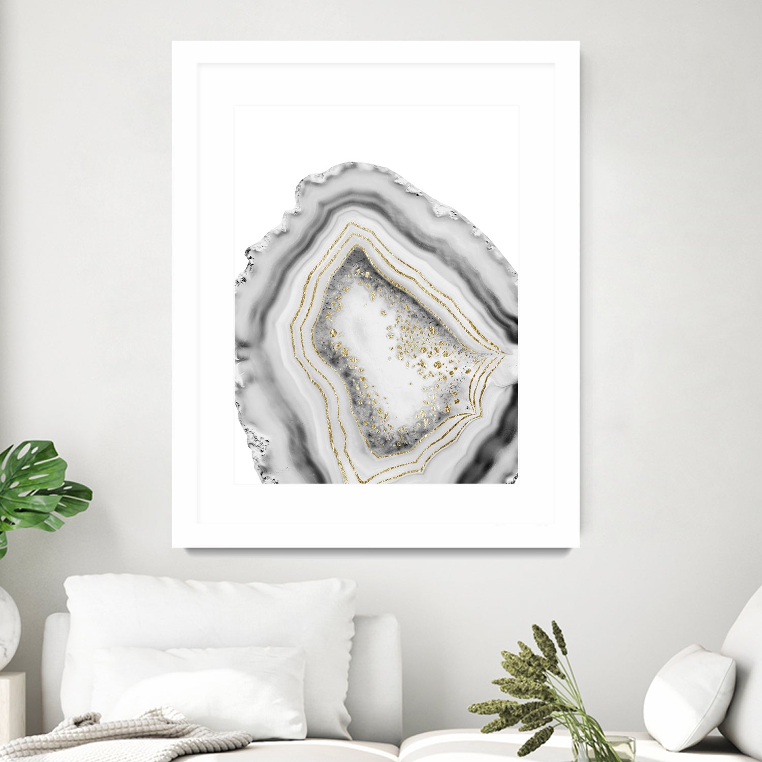 White Agate Gold Foil Glam #1 #gem #decor #art by Anita & Bella Jantz on GIANT ART - gray photo illustration