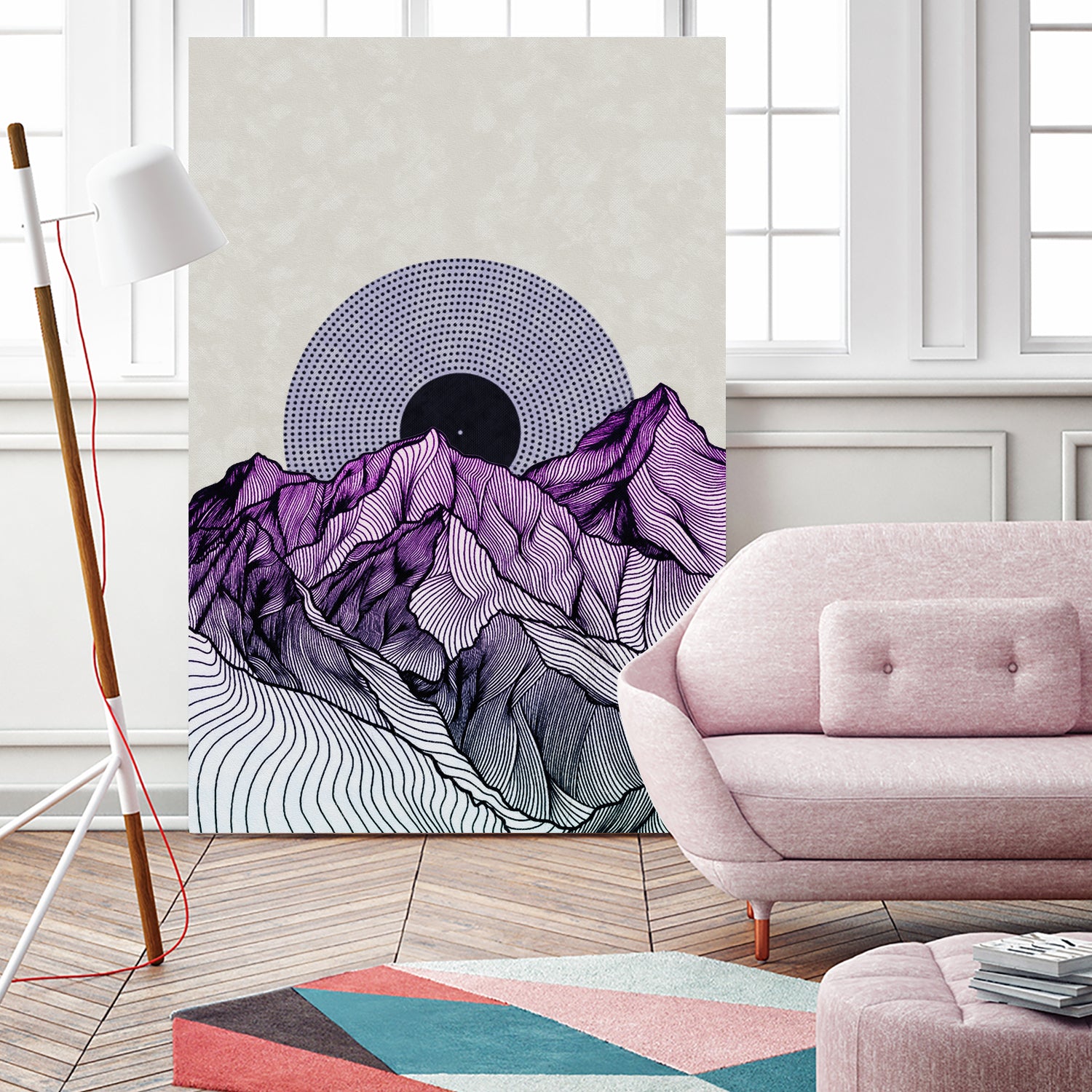 Surreal sunrise behind purple mountains by Menelaos Trompoukis on GIANT ART - fuchsia digital painting