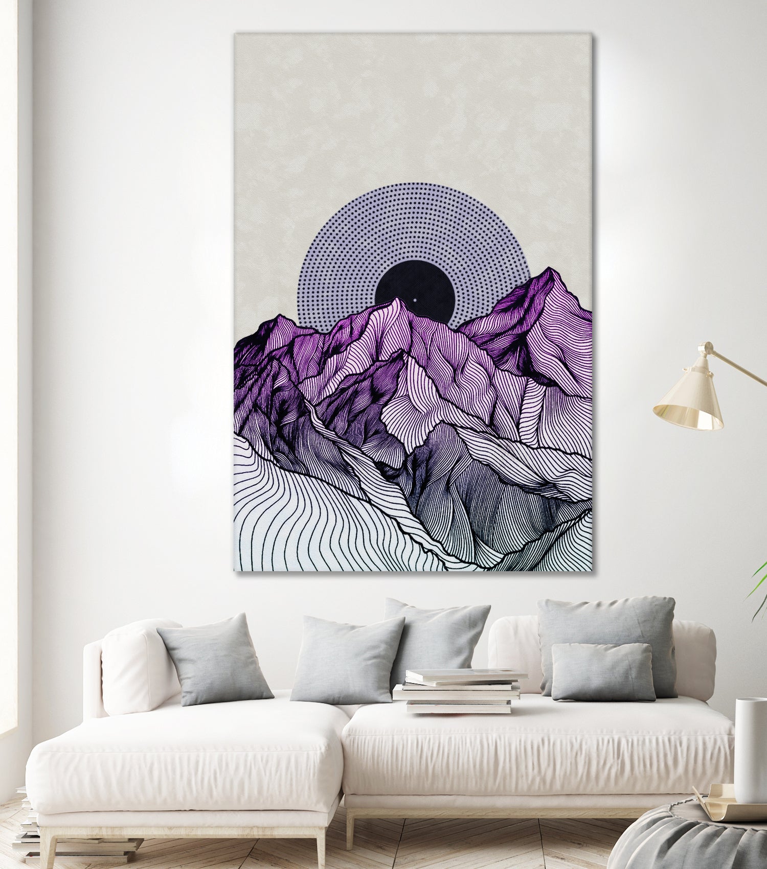 Surreal sunrise behind purple mountains by Menelaos Trompoukis on GIANT ART - fuchsia digital painting