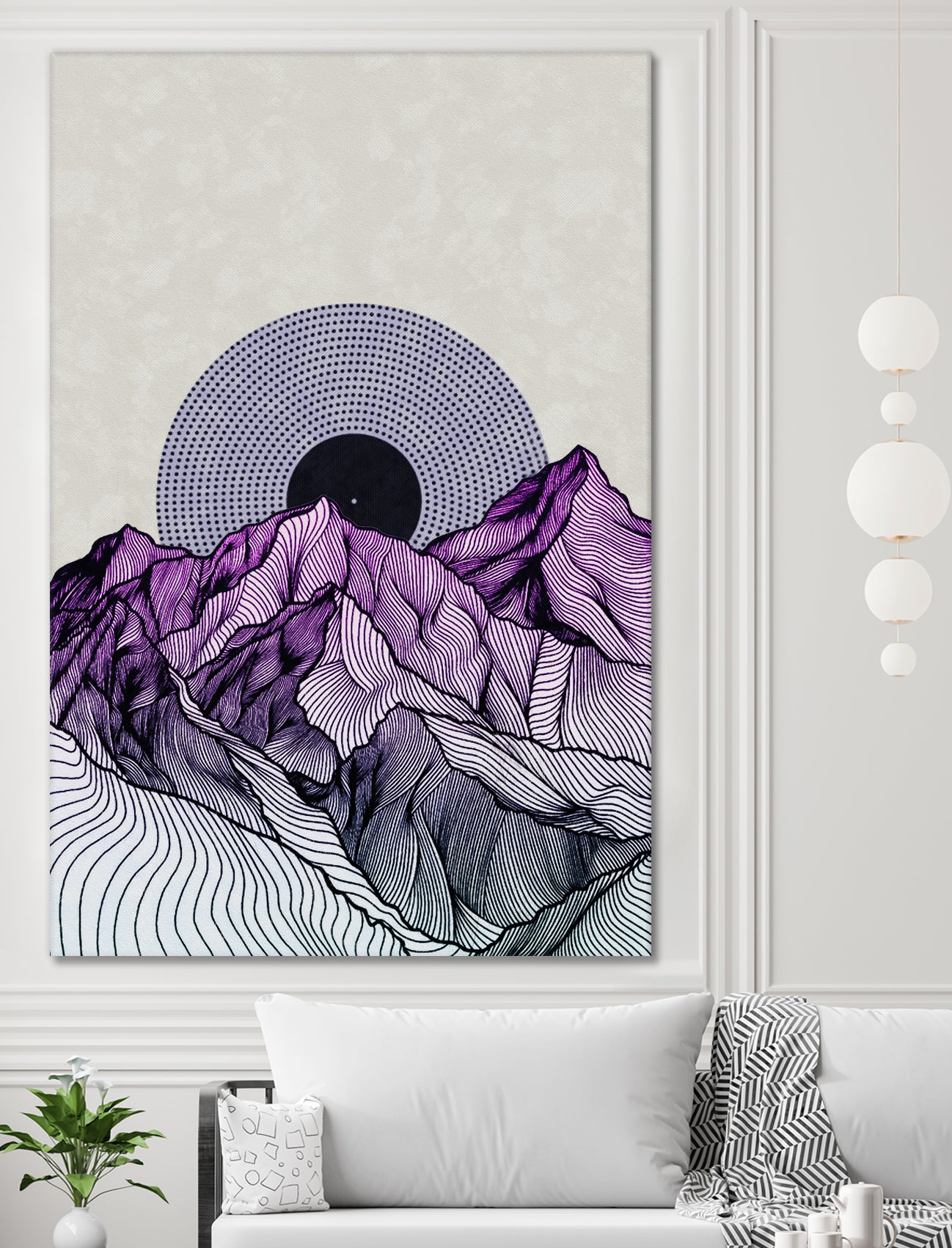 Surreal sunrise behind purple mountains by Menelaos Trompoukis on GIANT ART - fuchsia digital painting