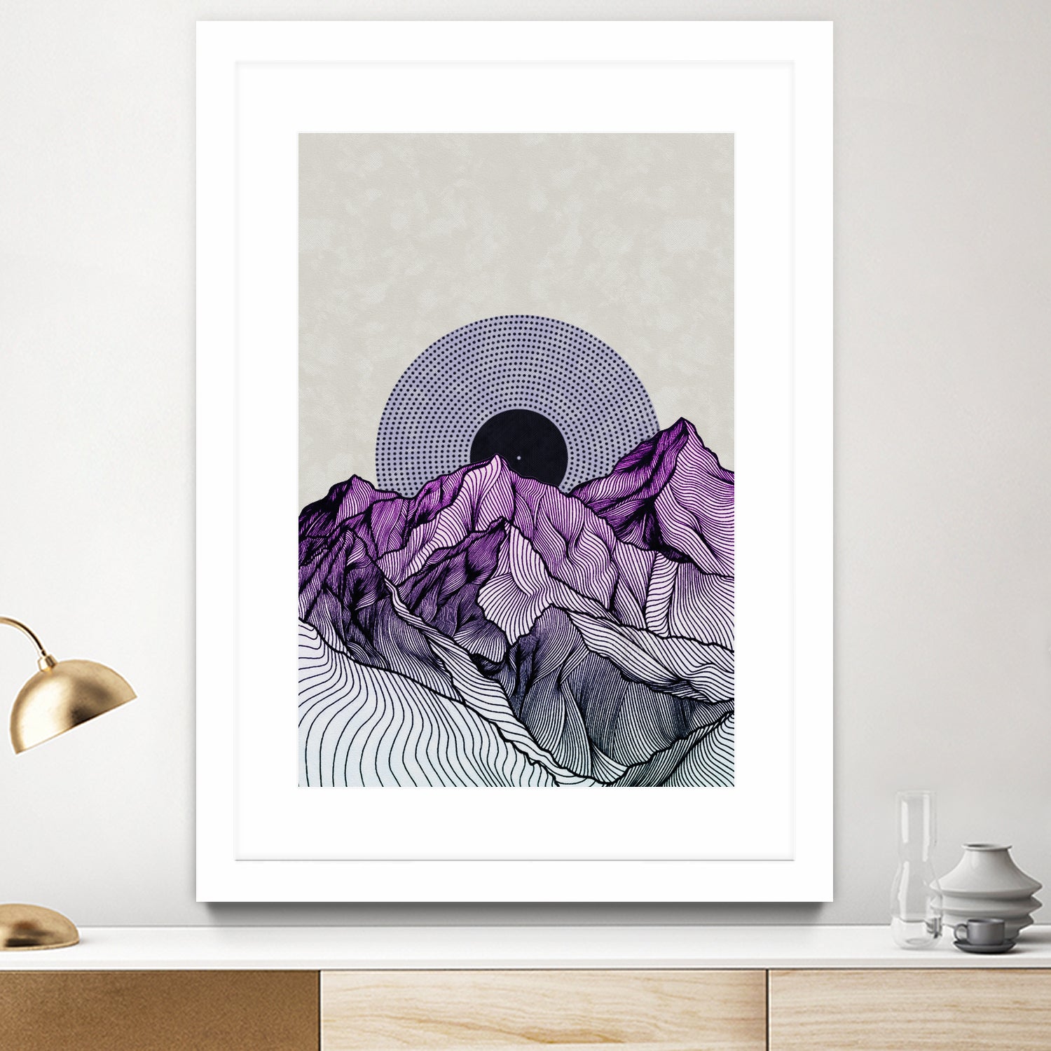 Surreal sunrise behind purple mountains by Menelaos Trompoukis on GIANT ART - fuchsia digital painting