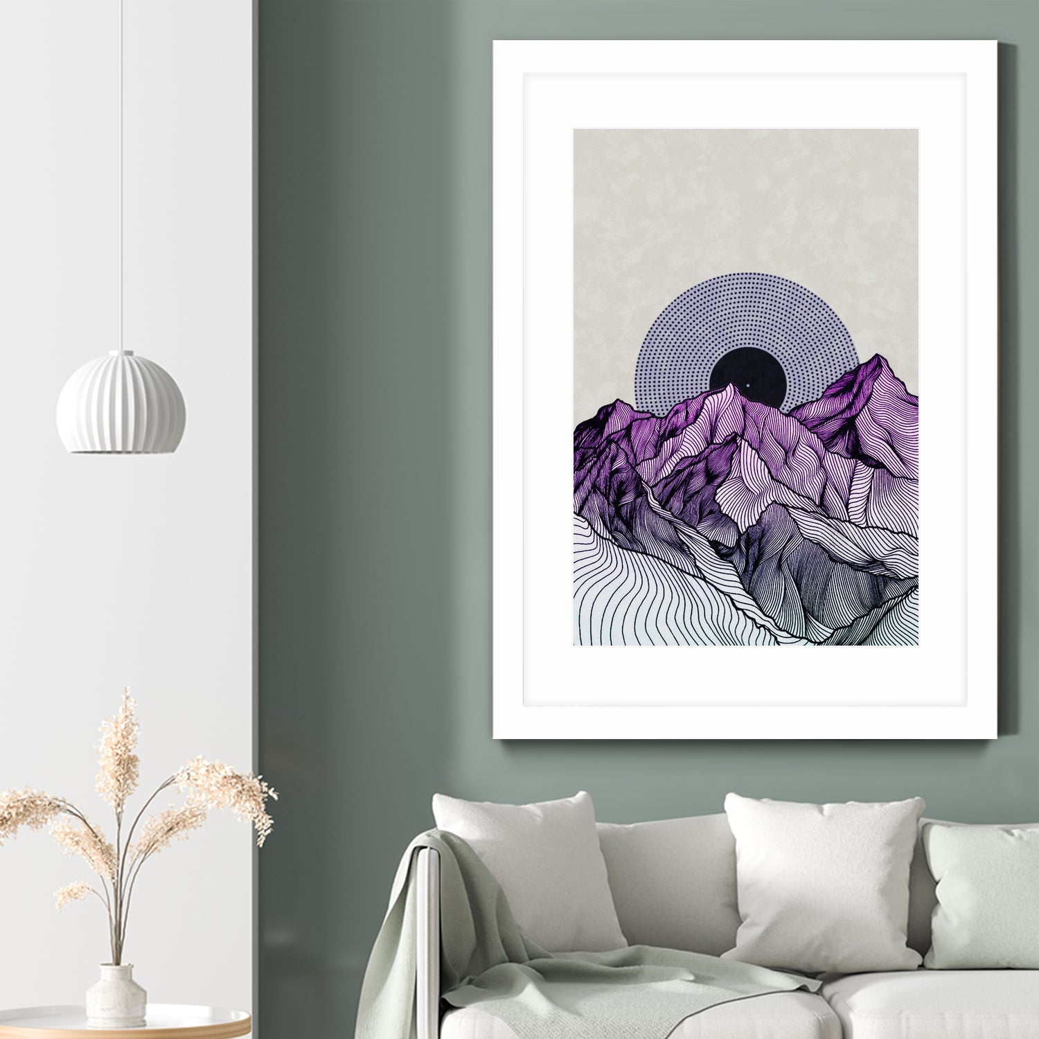 Surreal sunrise behind purple mountains by Menelaos Trompoukis on GIANT ART - fuchsia digital painting