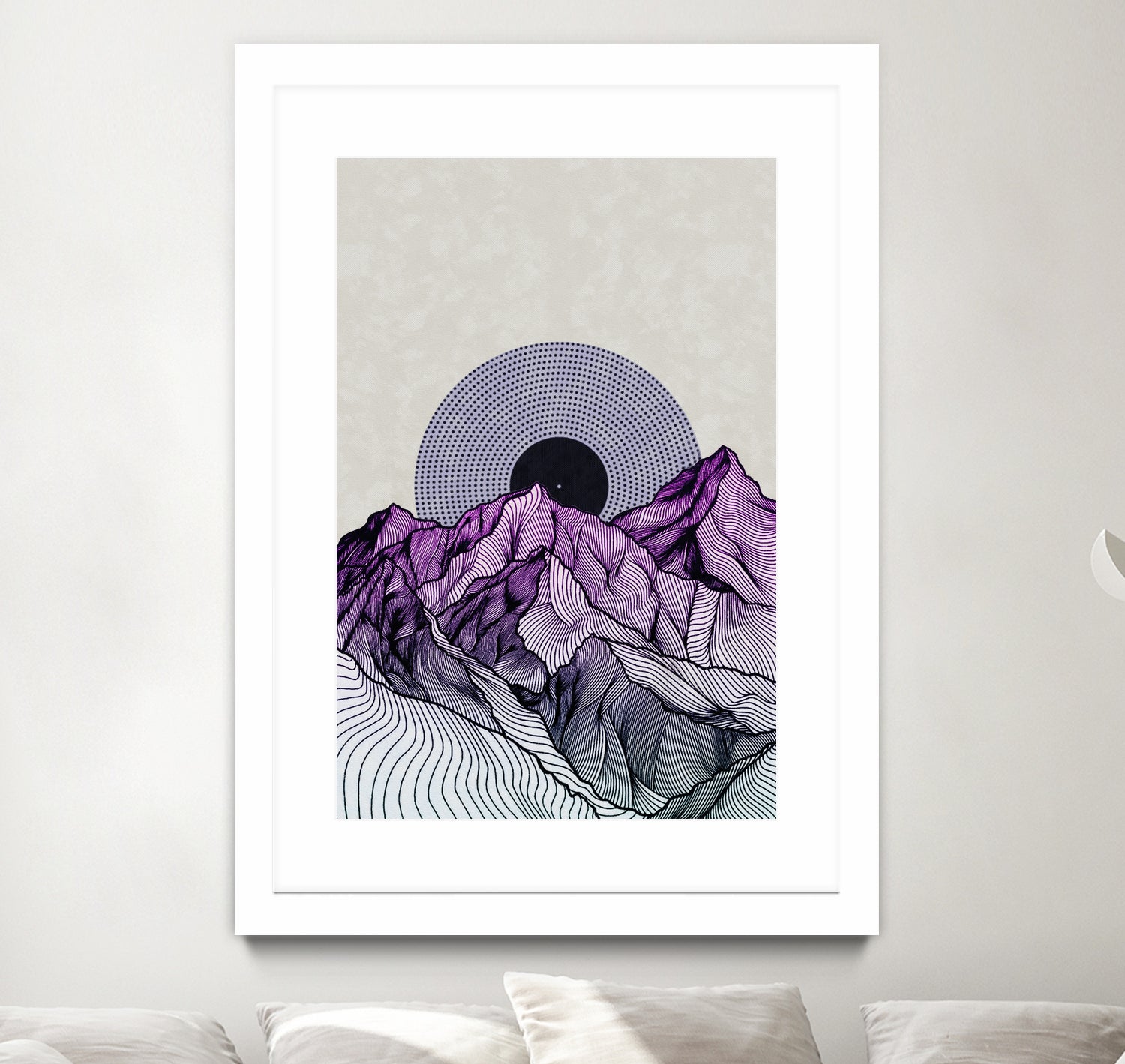 Surreal sunrise behind purple mountains by Menelaos Trompoukis on GIANT ART - fuchsia digital painting