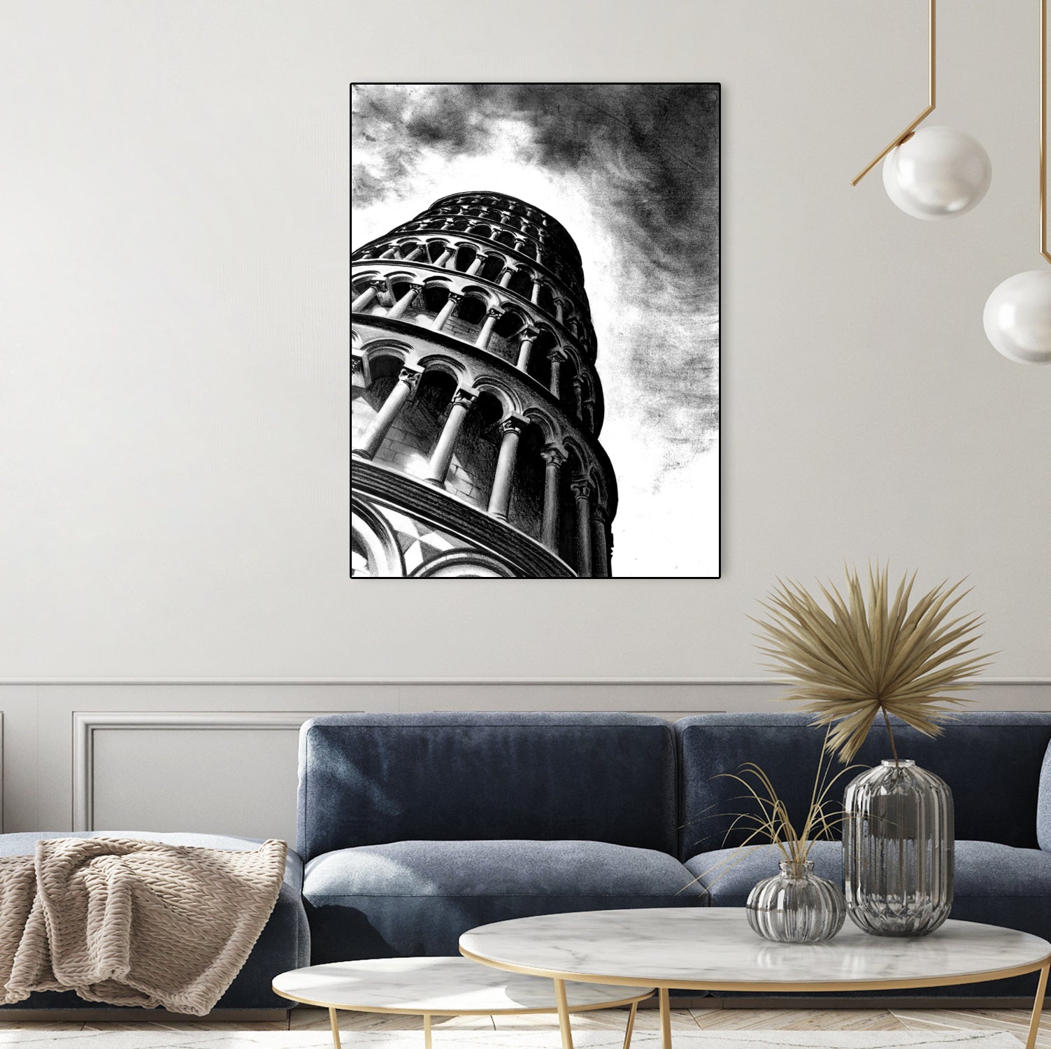 Tower of Pisa - Illustrated by Christine Mercer on GIANT ART - black digital painting