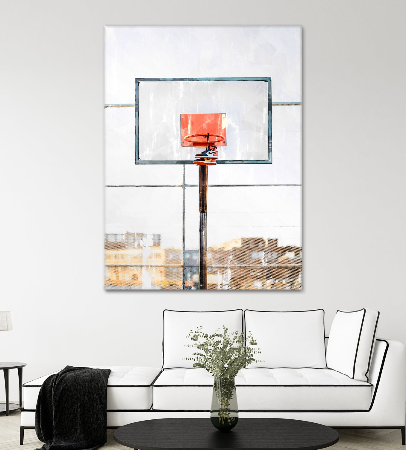 Air Jordan Attached To Basketball Hoop by Wazir Rohiman on GIANT ART - red digital painting