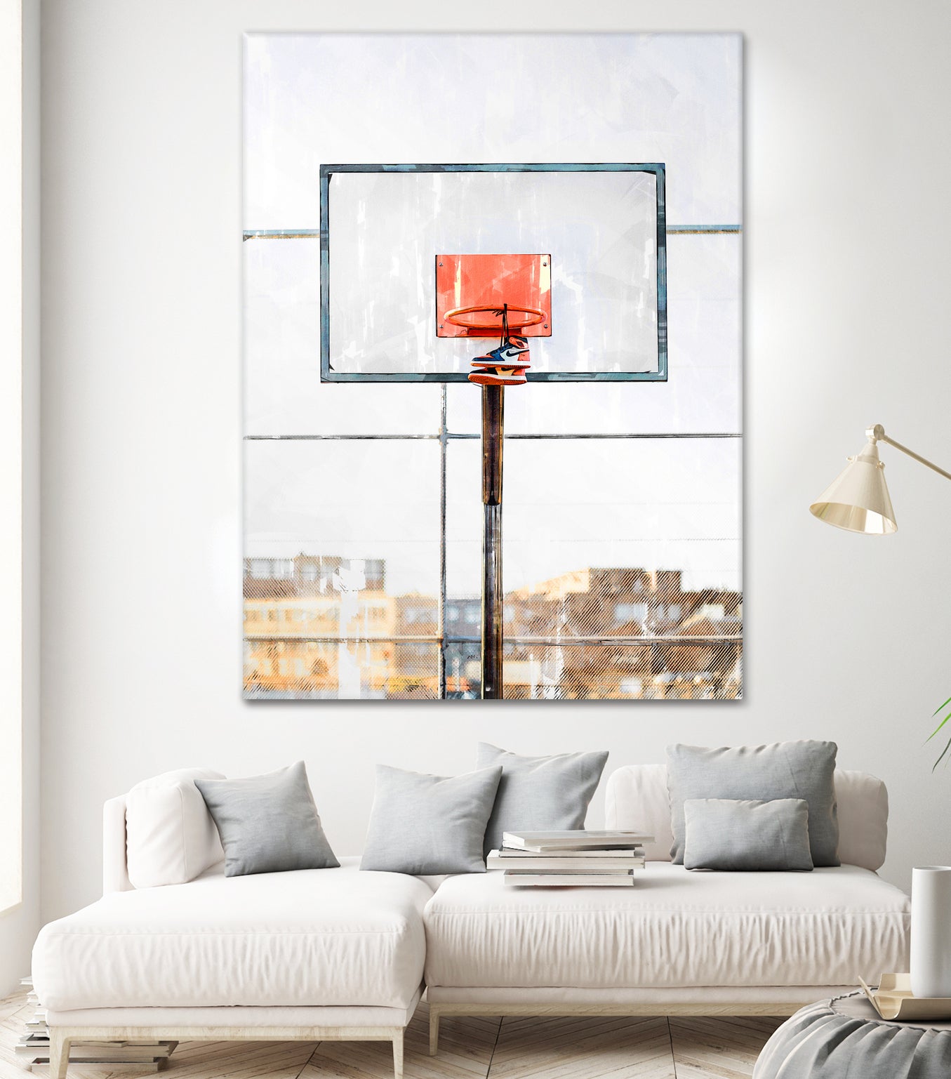 Air Jordan Attached To Basketball Hoop by Wazir Rohiman on GIANT ART - red digital painting