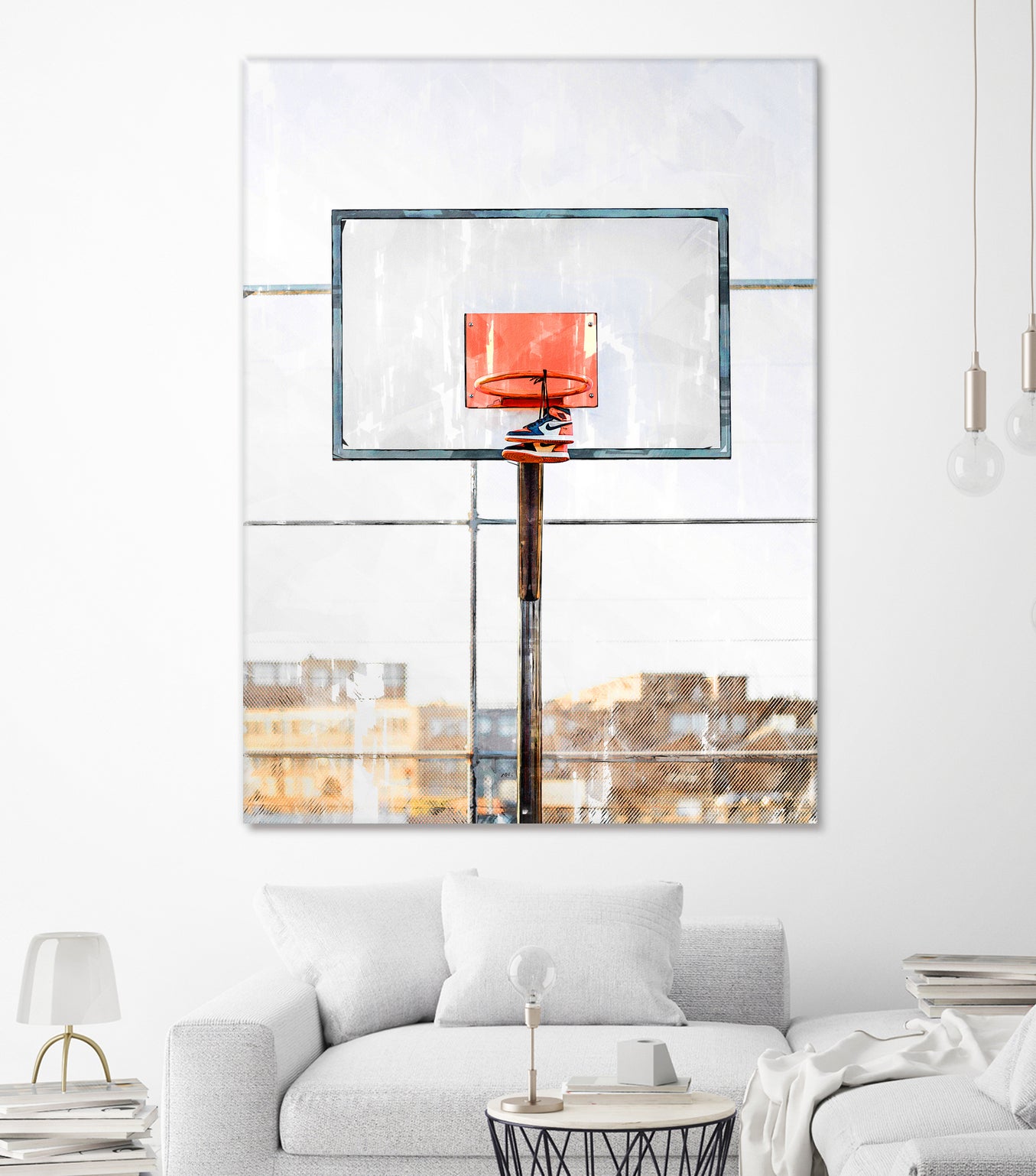 Air Jordan Attached To Basketball Hoop by Wazir Rohiman on GIANT ART - red digital painting