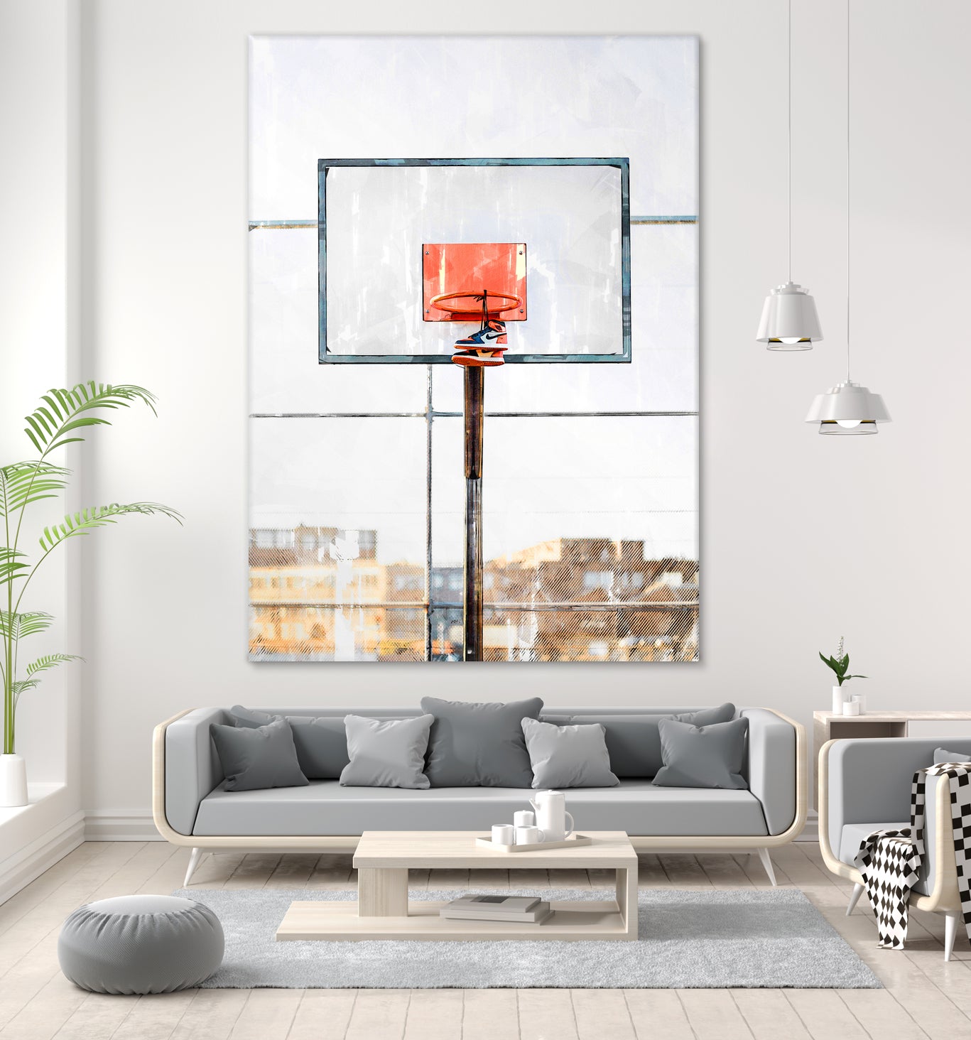 Air Jordan Attached To Basketball Hoop by Wazir Rohiman on GIANT ART - red digital painting