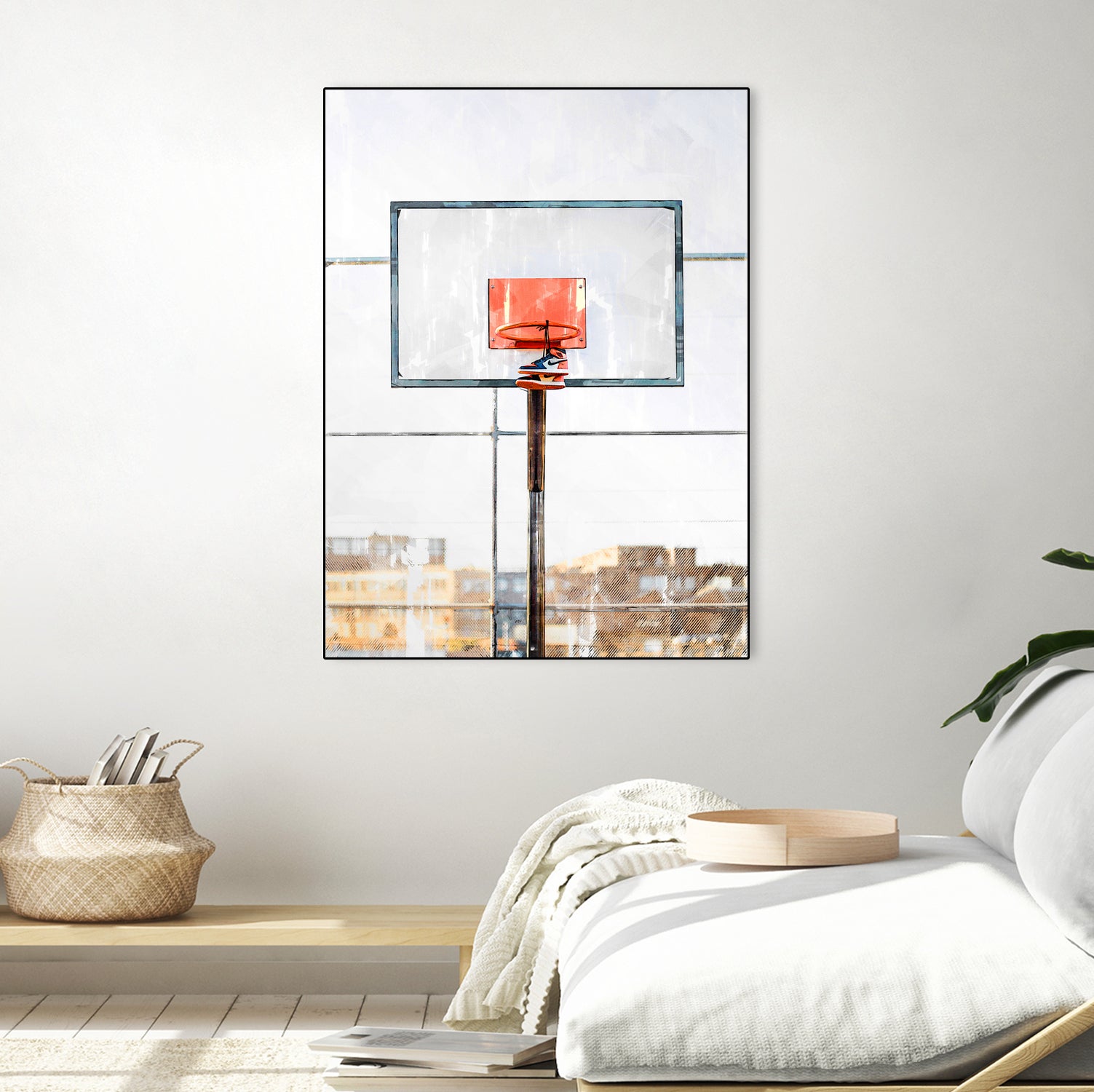 Air Jordan Attached To Basketball Hoop by Wazir Rohiman on GIANT ART - red digital painting