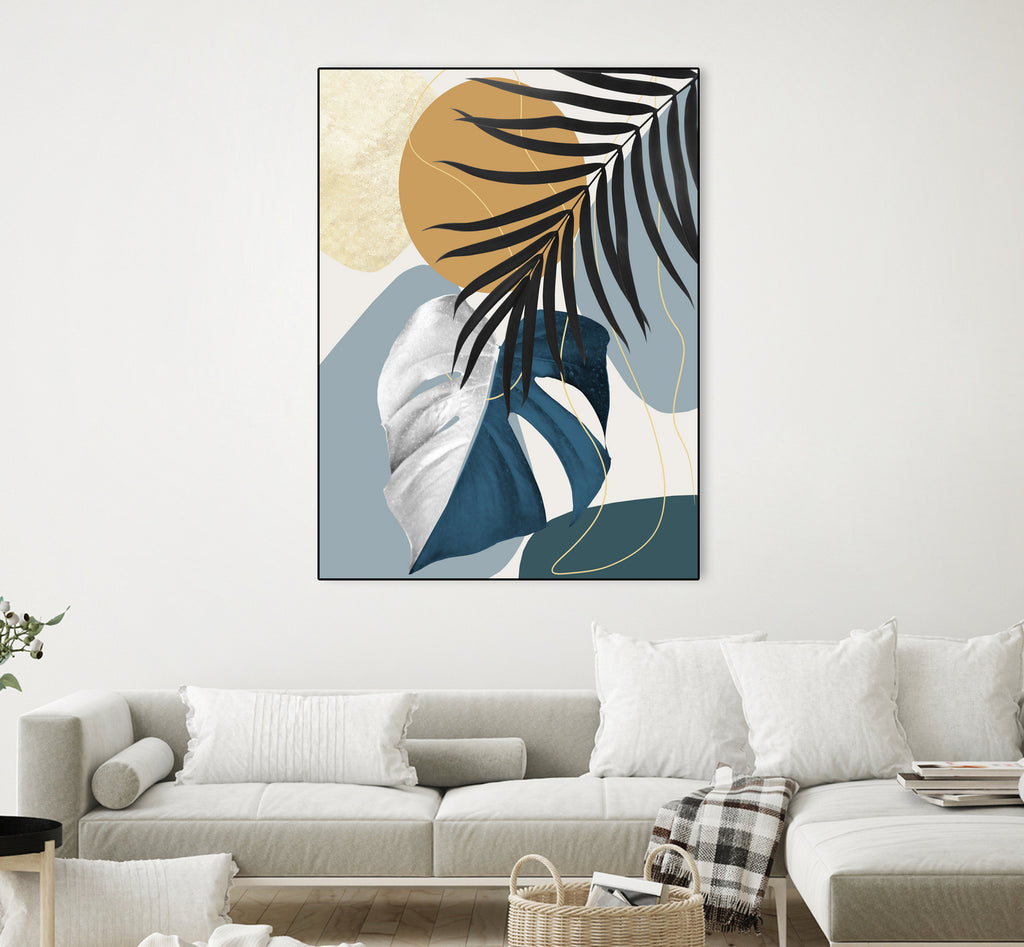 Monstera Abstract #2 #tropical #decor #art by Anita & Bella Jantz on GIANT ART - blue digital drawing