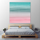 Touching Pink Teal Turquoise Watercolor Abstract #1 by Anita & Bella Jantz on GIANT ART - green digital painting