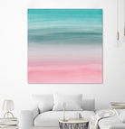 Touching Pink Teal Turquoise Watercolor Abstract #1 by Anita & Bella Jantz on GIANT ART - green digital painting