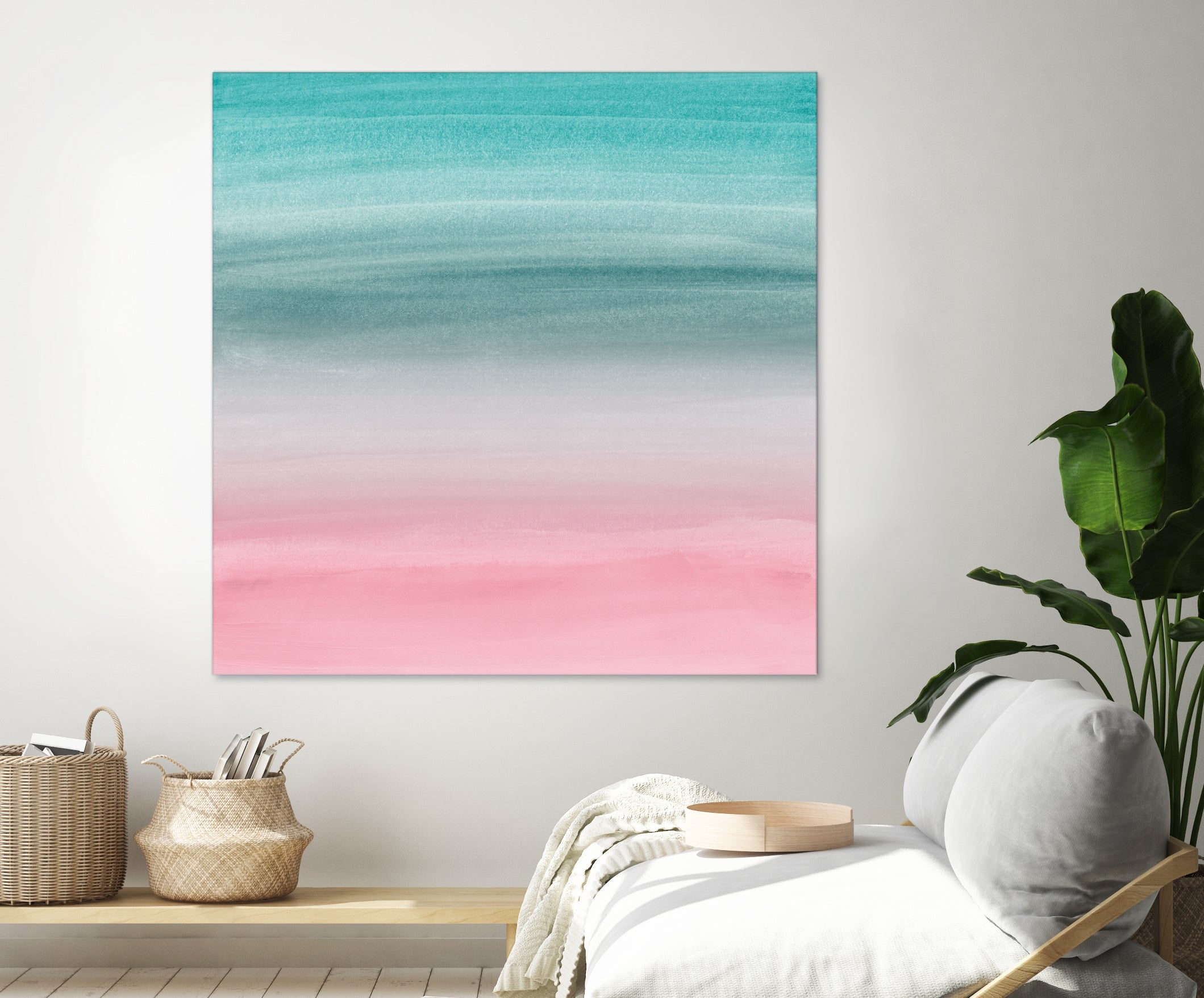 Touching Pink Teal Turquoise Watercolor Abstract #1 by Anita & Bella Jantz on GIANT ART - green digital painting