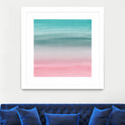 Touching Pink Teal Turquoise Watercolor Abstract #1 by Anita & Bella Jantz on GIANT ART - green digital painting