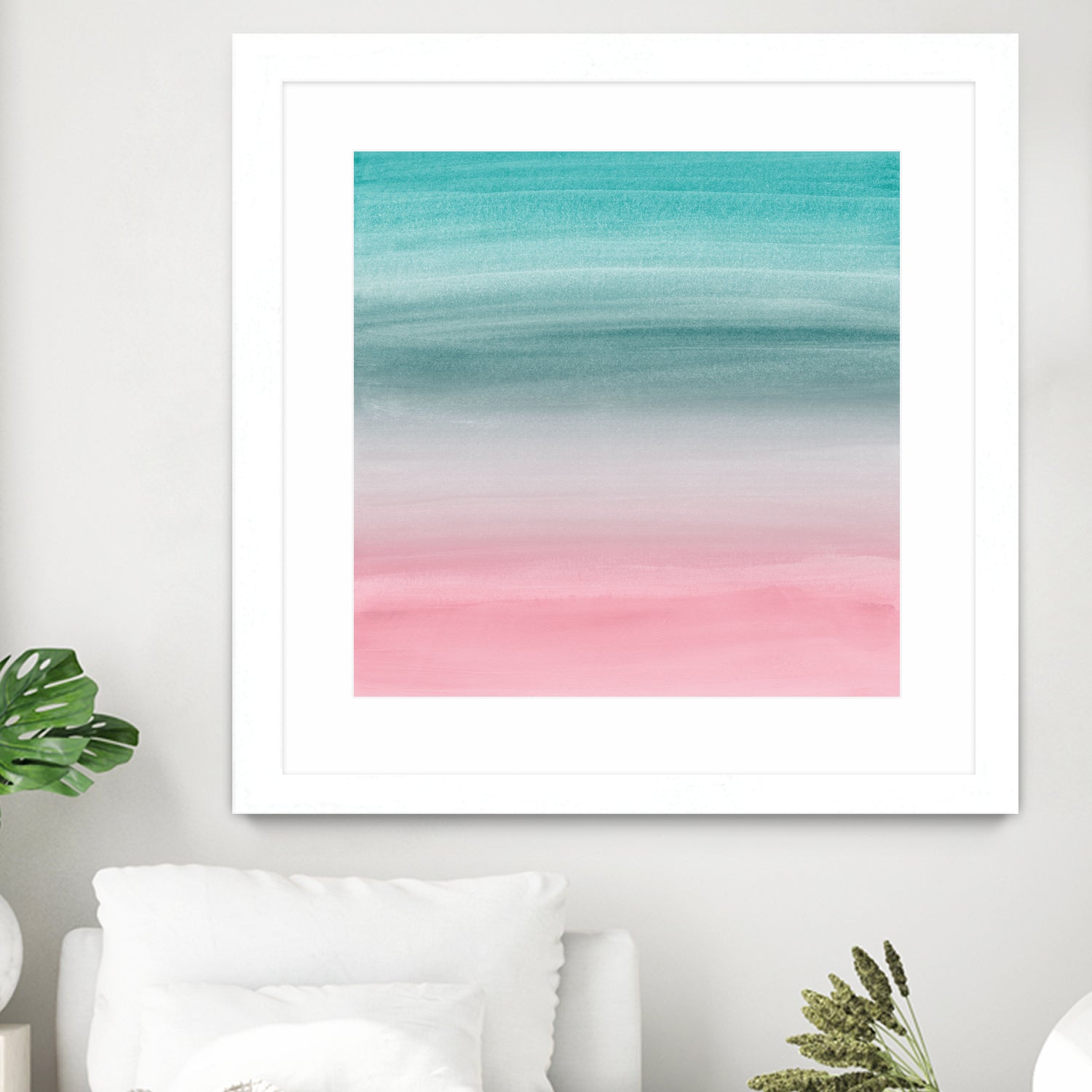 Touching Pink Teal Turquoise Watercolor Abstract #1 by Anita & Bella Jantz on GIANT ART - green digital painting