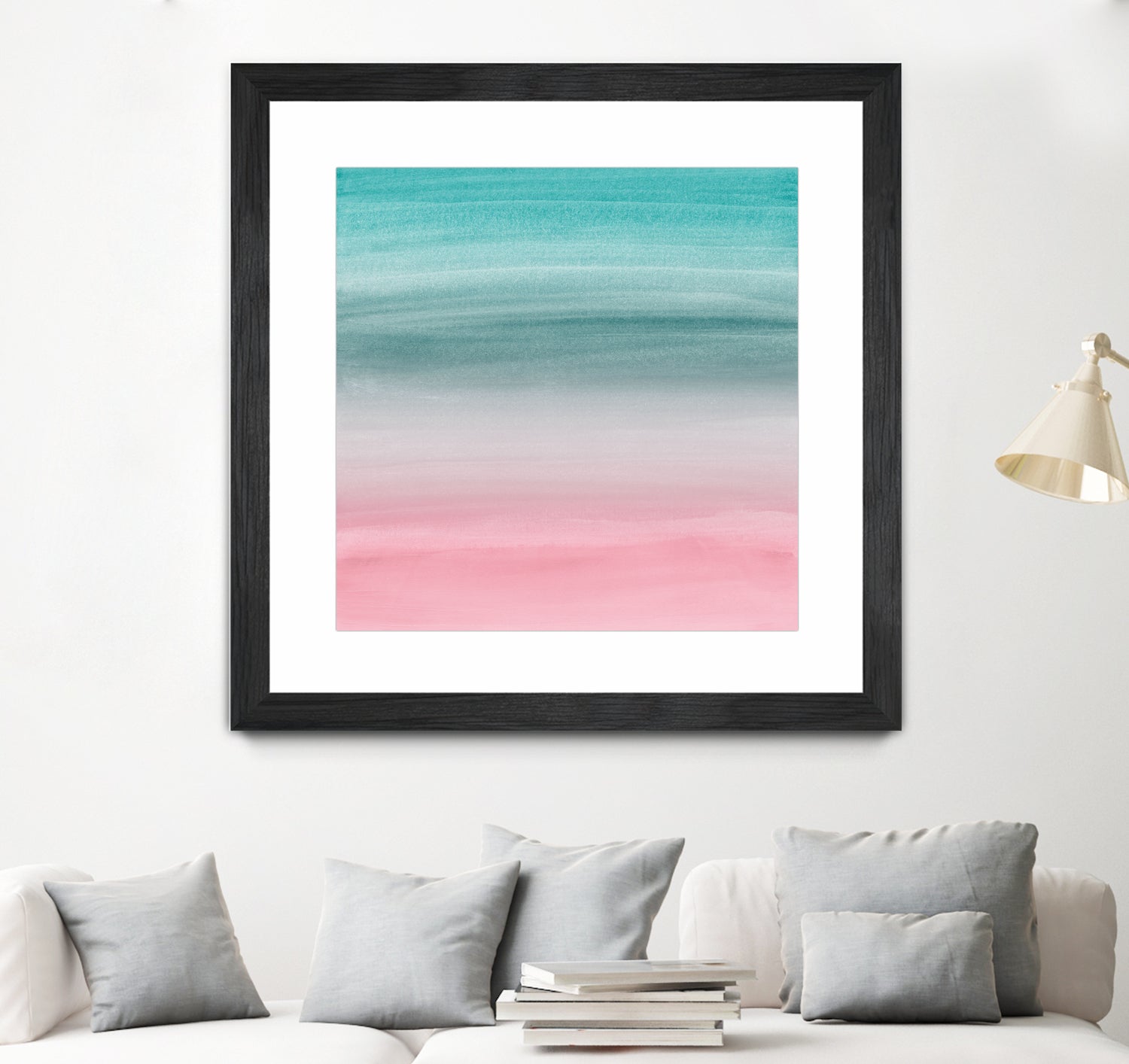 Touching Pink Teal Turquoise Watercolor Abstract #1 by Anita & Bella Jantz on GIANT ART - green digital painting