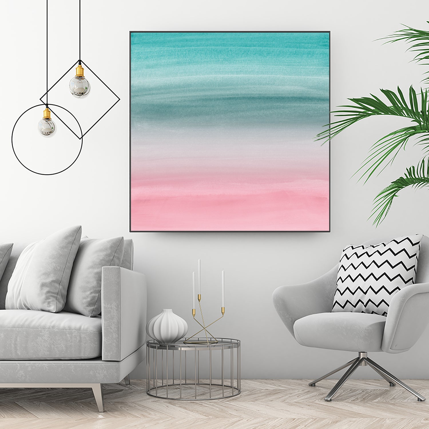 Touching Pink Teal Turquoise Watercolor Abstract #1 by Anita & Bella Jantz on GIANT ART - green digital painting