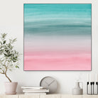 Touching Pink Teal Turquoise Watercolor Abstract #1 by Anita & Bella Jantz on GIANT ART - green digital painting