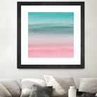 Touching Pink Teal Turquoise Watercolor Abstract #1 by Anita & Bella Jantz on GIANT ART - green digital painting