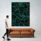 Dark Teal Ink Copper Gold Geometric Glam #1 #geo #decor #art by Anita & Bella Jantz on GIANT ART - green digital painting