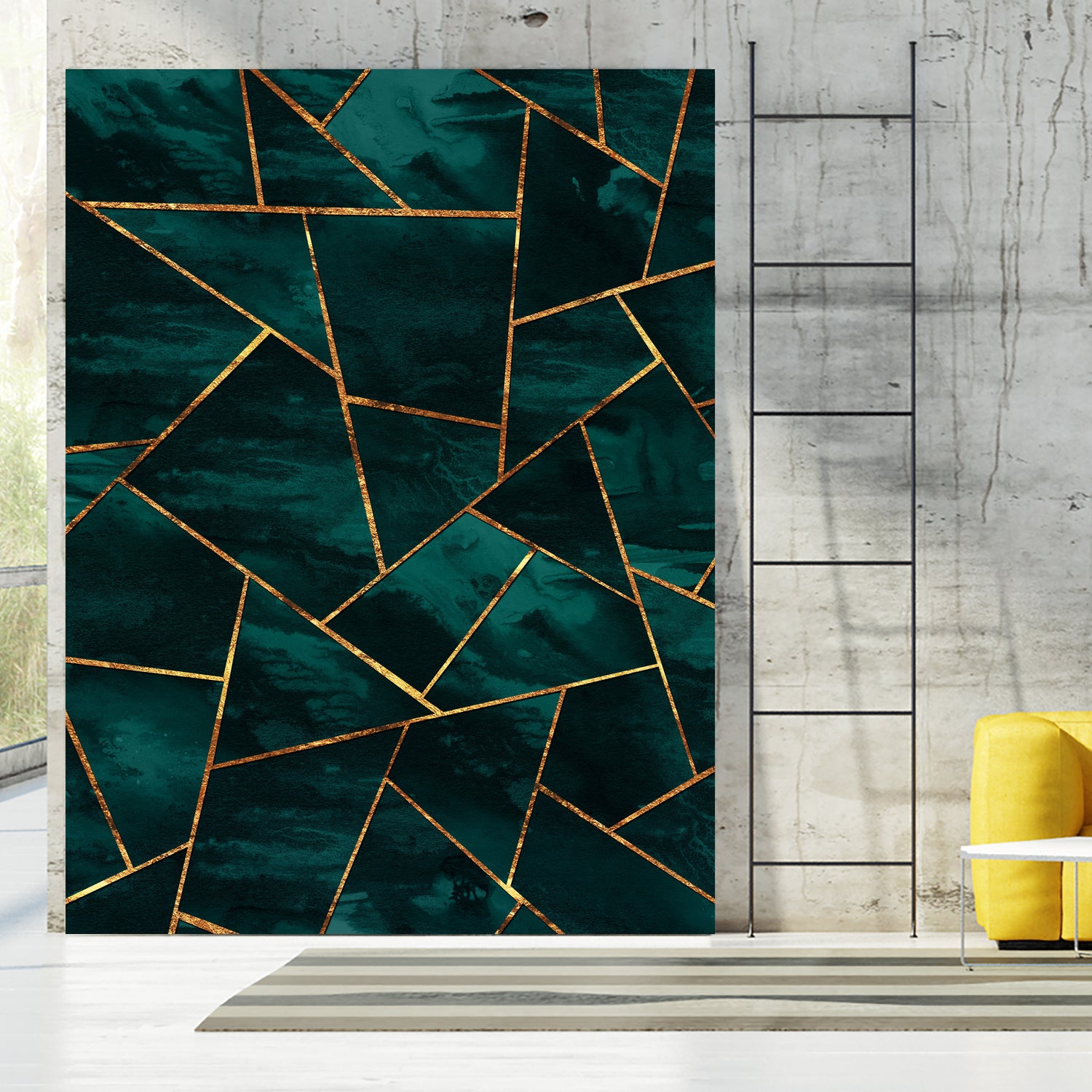 Dark Teal Ink Copper Gold Geometric Glam #1 #geo #decor #art by Anita & Bella Jantz on GIANT ART - green digital painting