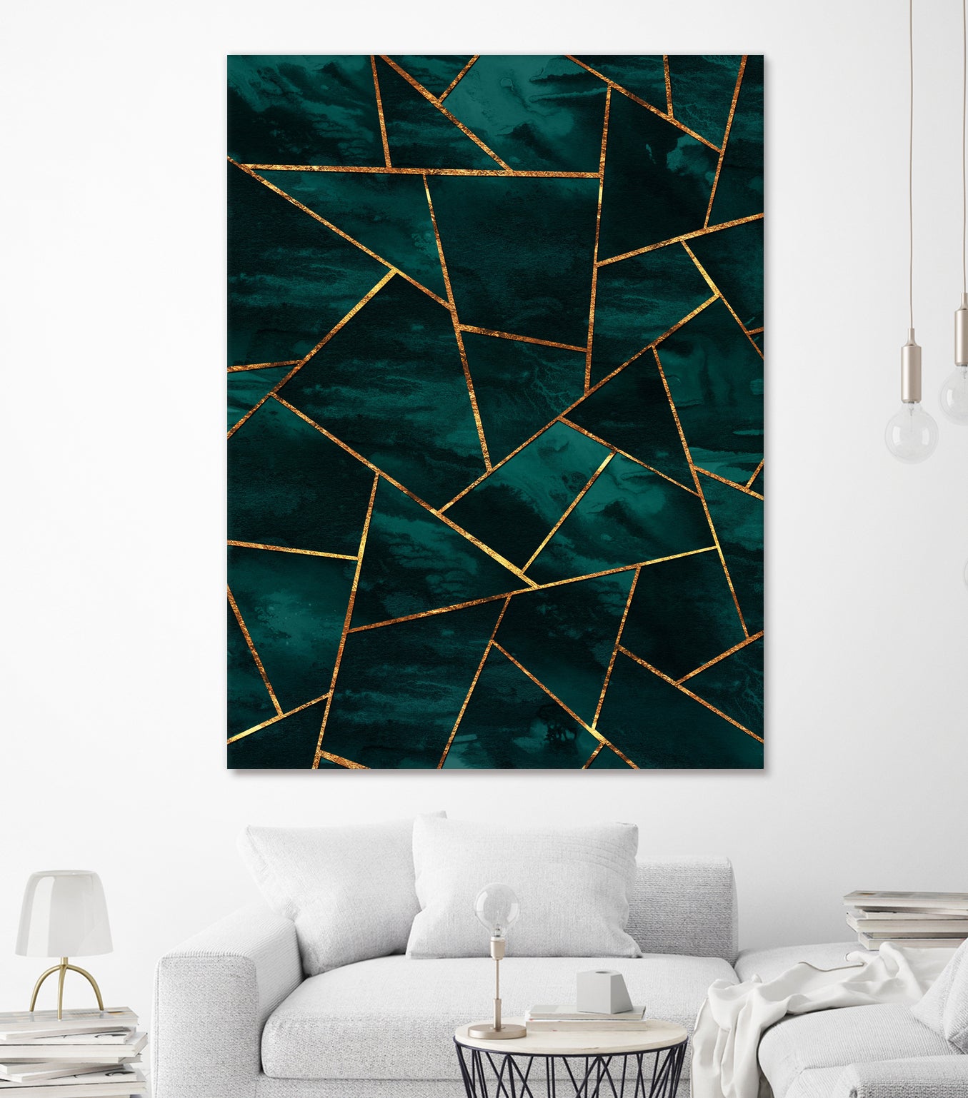 Dark Teal Ink Copper Gold Geometric Glam #1 #geo #decor #art by Anita & Bella Jantz on GIANT ART - green digital painting