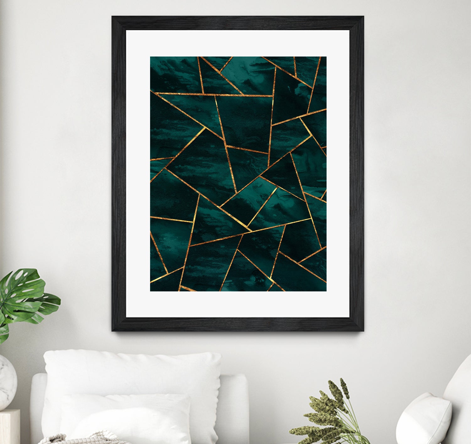 Dark Teal Ink Copper Gold Geometric Glam #1 #geo #decor #art by Anita & Bella Jantz on GIANT ART - green digital painting