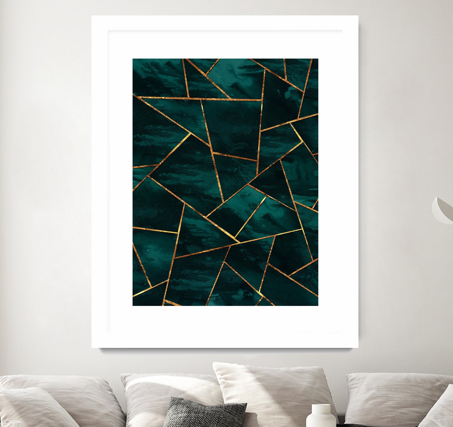 Dark Teal Ink Copper Gold Geometric Glam #1 #geo #decor #art by Anita & Bella Jantz on GIANT ART - green digital painting