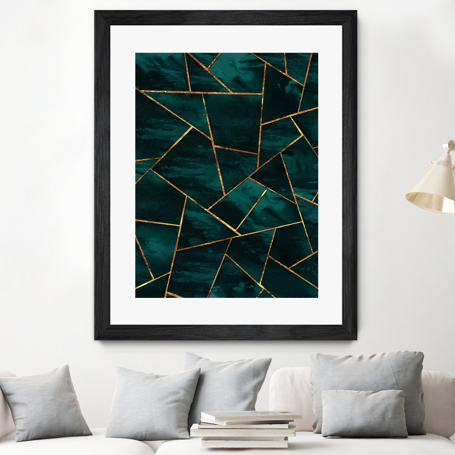 Dark Teal Ink Copper Gold Geometric Glam #1 #geo #decor #art by Anita & Bella Jantz on GIANT ART - green digital painting