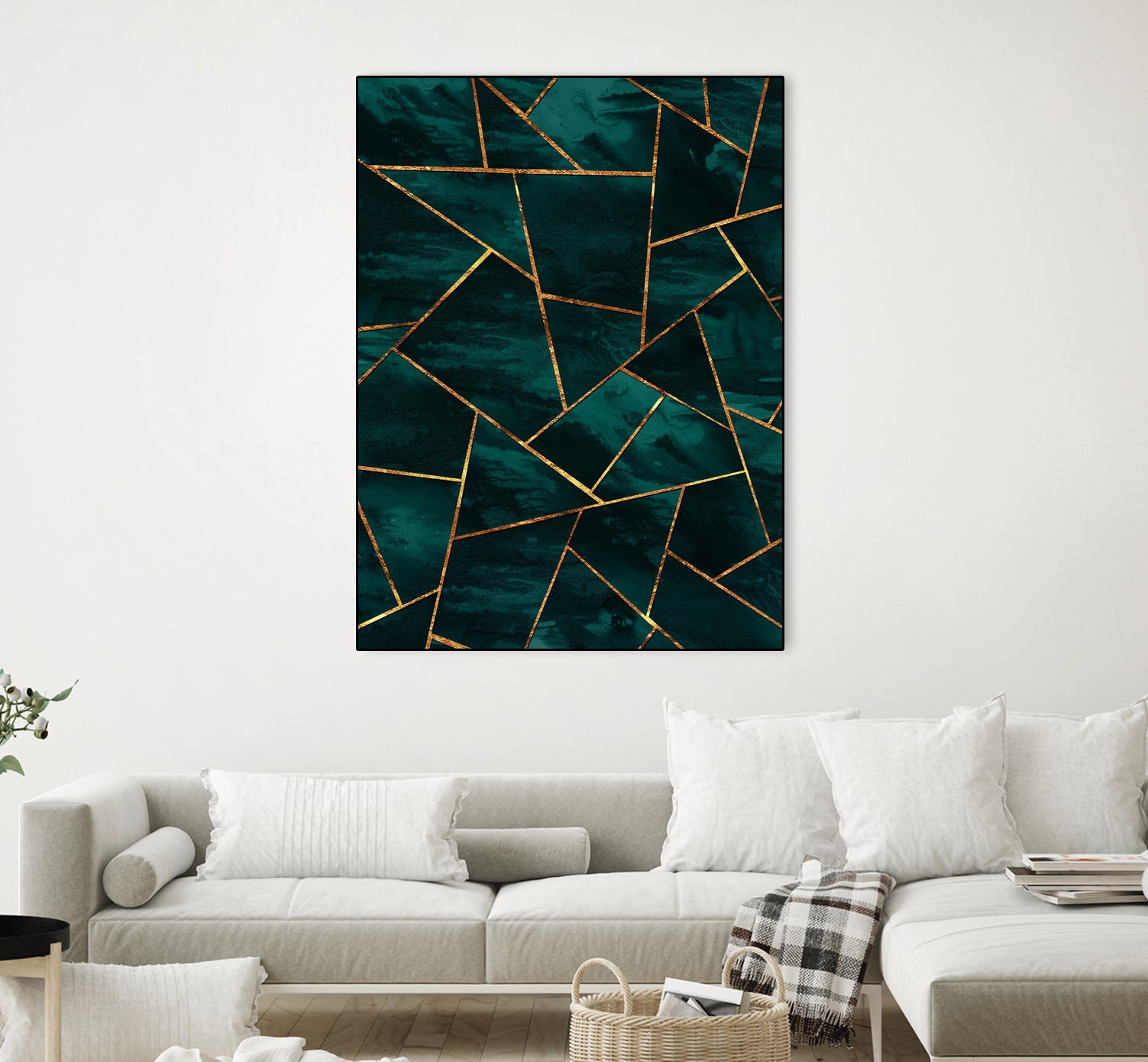 Dark Teal Ink Copper Gold Geometric Glam #1 #geo #decor #art by Anita & Bella Jantz on GIANT ART - green digital painting