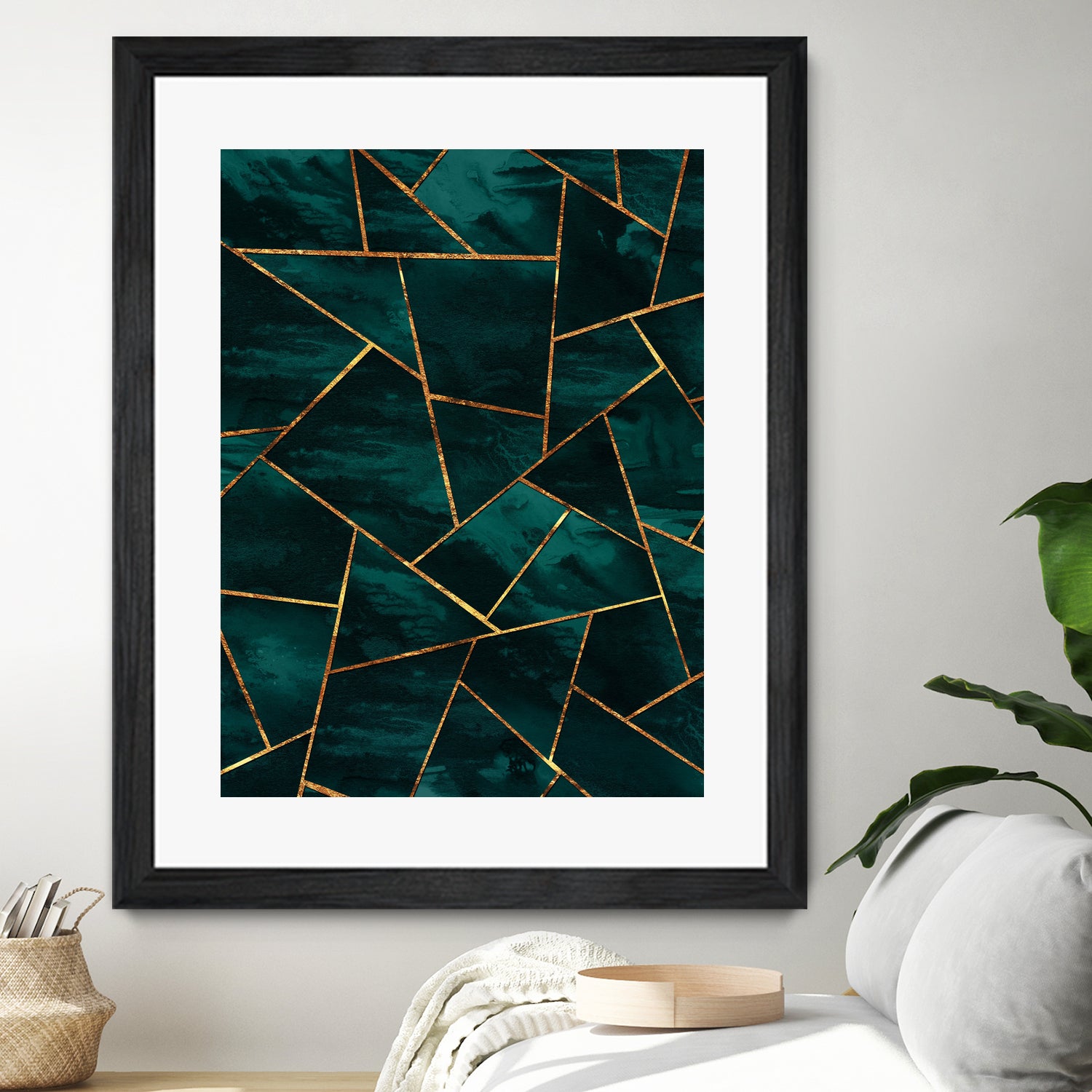 Dark Teal Ink Copper Gold Geometric Glam #1 #geo #decor #art by Anita & Bella Jantz on GIANT ART - green digital painting