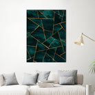 Dark Teal Ink Copper Gold Geometric Glam #1 #geo #decor #art by Anita & Bella Jantz on GIANT ART - green digital painting