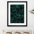 Dark Teal Ink Copper Gold Geometric Glam #1 #geo #decor #art by Anita & Bella Jantz on GIANT ART - green digital painting