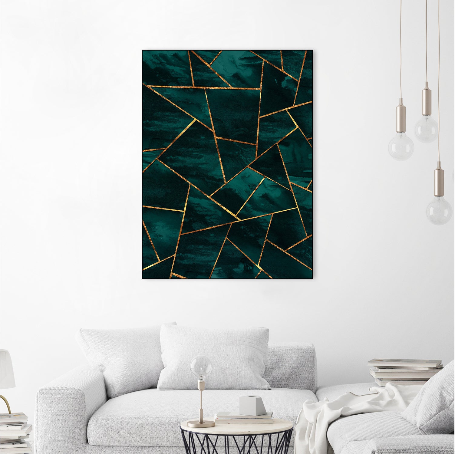 Dark Teal Ink Copper Gold Geometric Glam #1 #geo #decor #art by Anita & Bella Jantz on GIANT ART - green digital painting